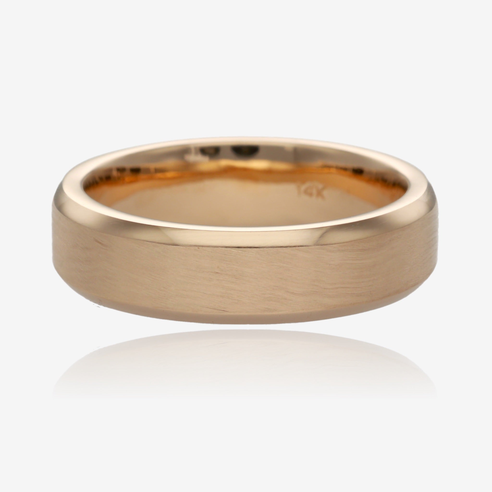 14K Yellow Gold Band Stepped Side Center Brush Finish