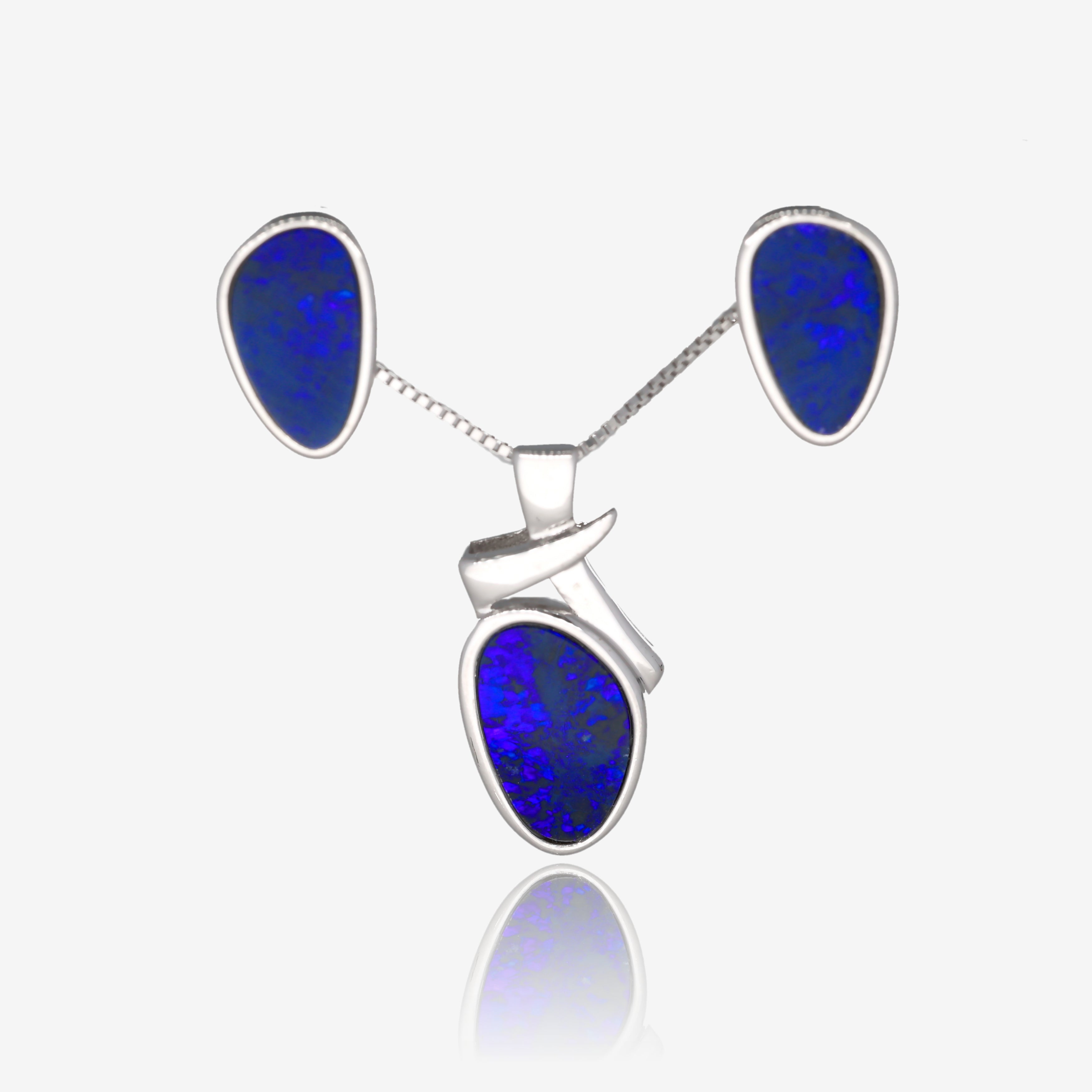 Northern Lights One of a Kind Opal Necklace and Earring Sets in Sterling Silver