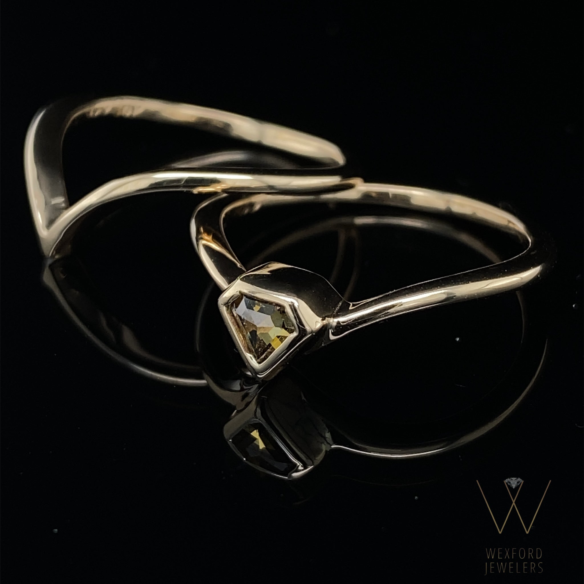 Shield Cut Sunbeam Yellow Diamond Wedding Set in Yellow Gold
