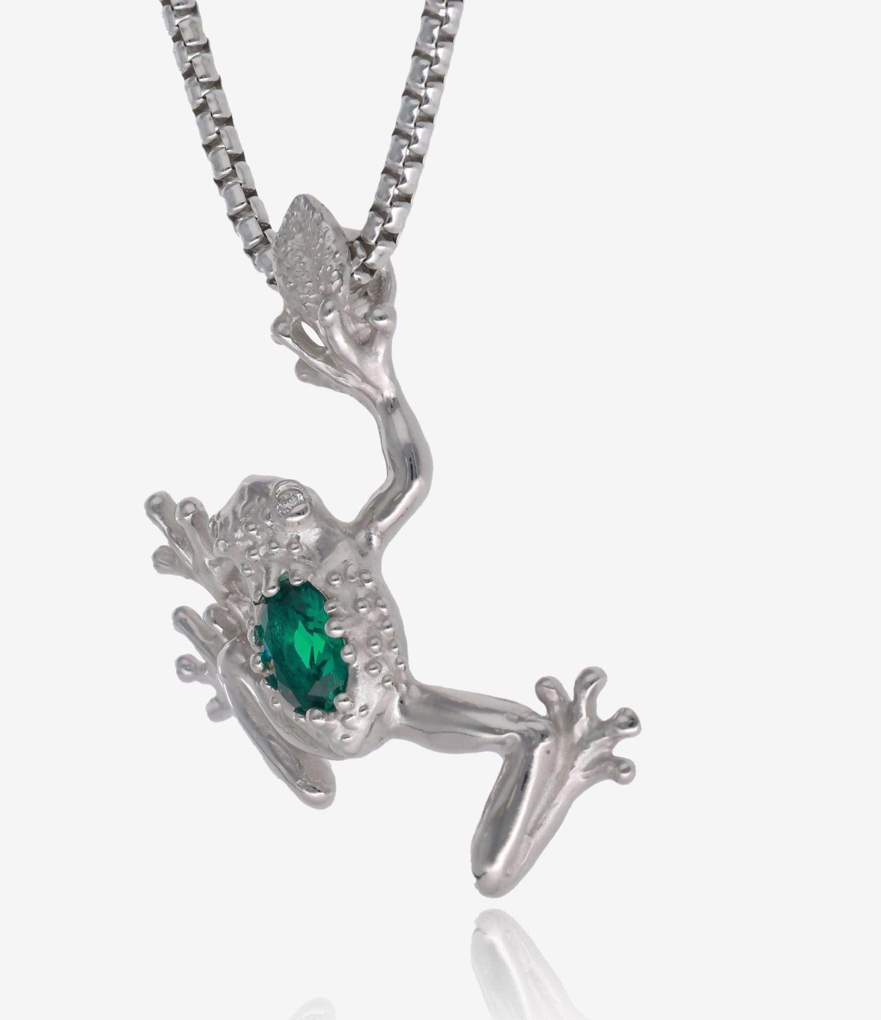 Hop on Over Frog Pendant with Emerald