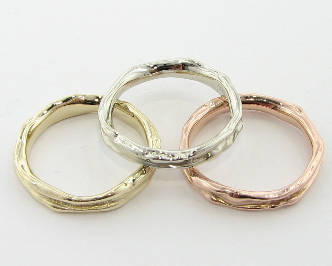 Narrow Melted Band in 14k Yellow Gold