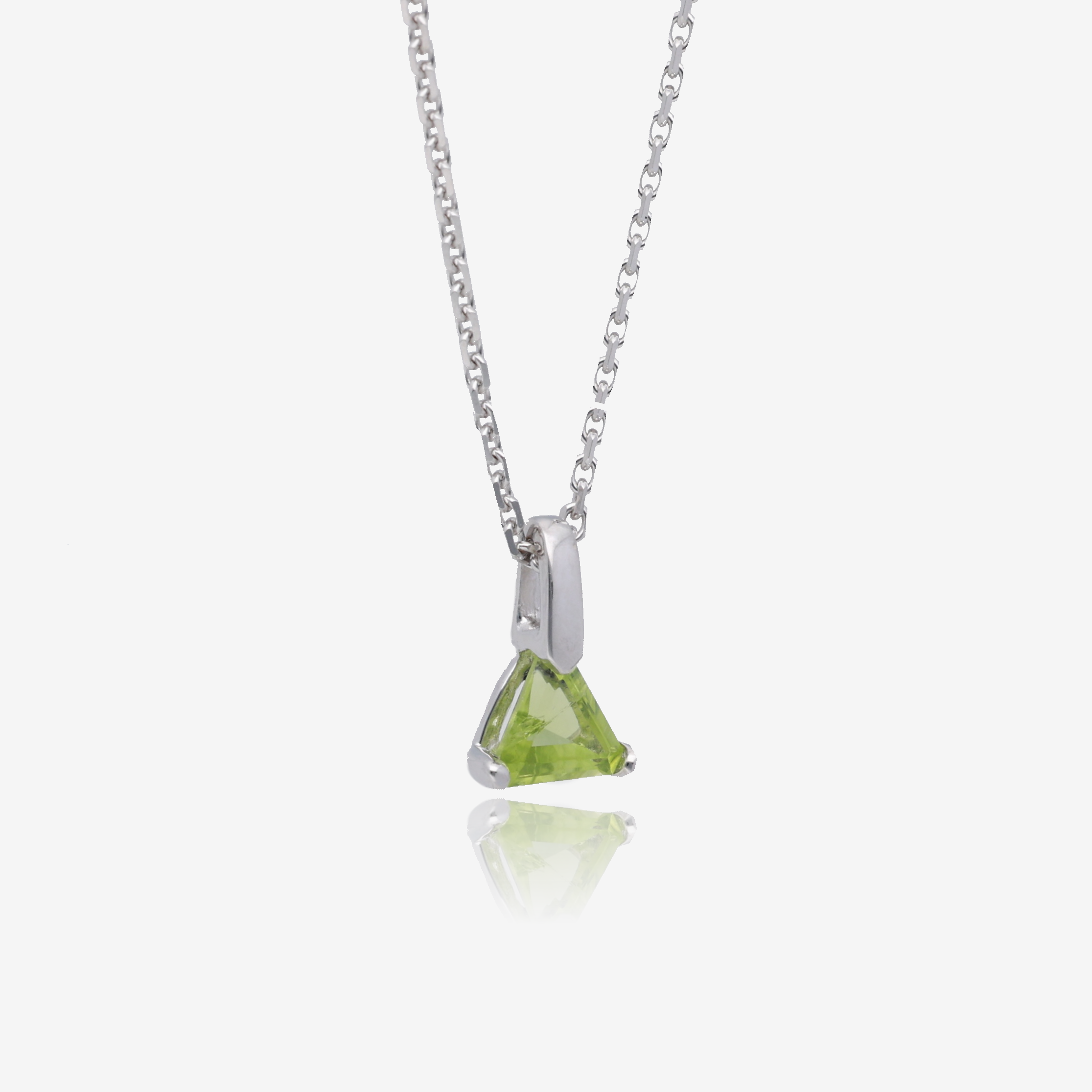 Triangle Peridot Pendant in Sterling Silver