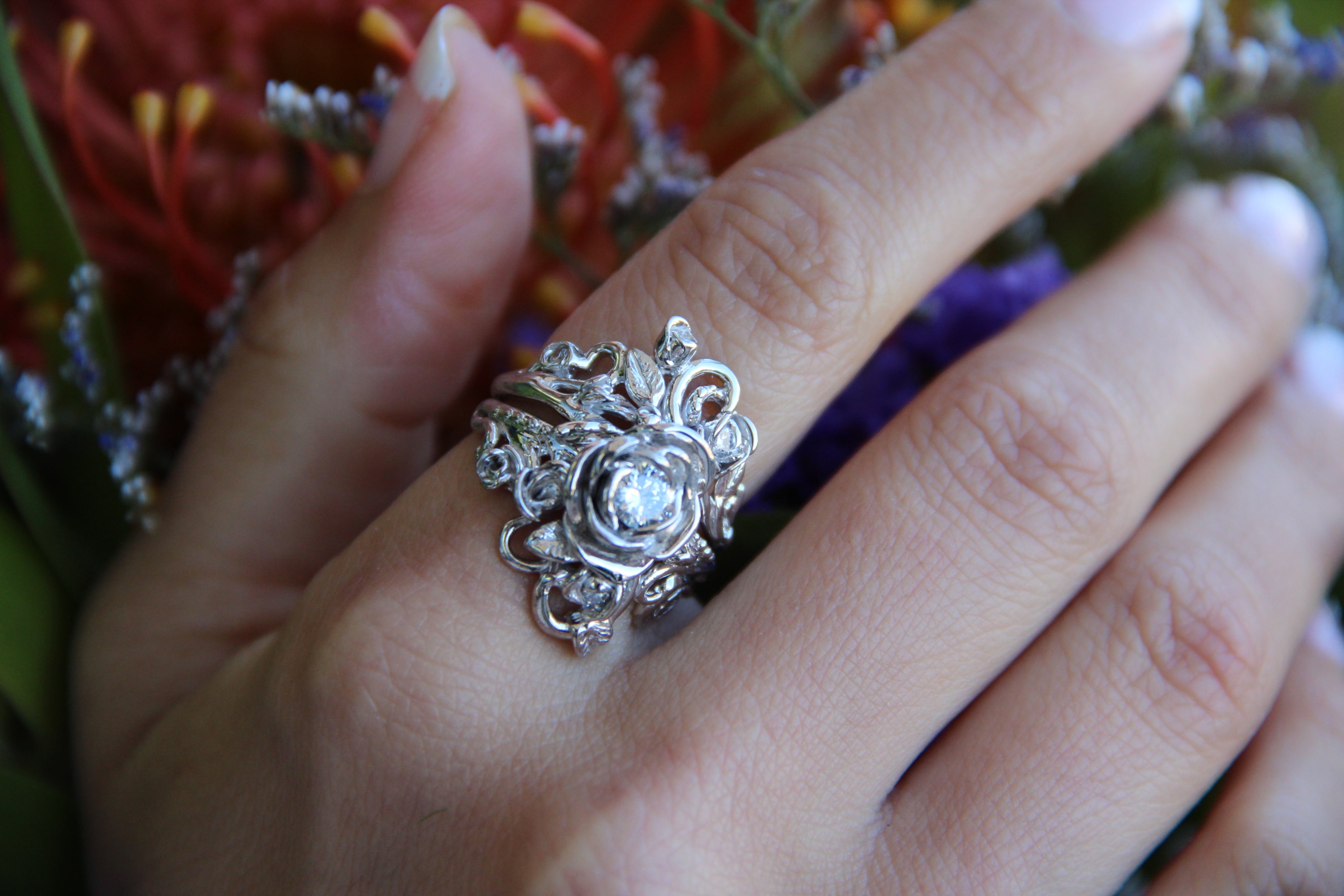 Diamond White Gold Wedding Ring Set, Jane Rose