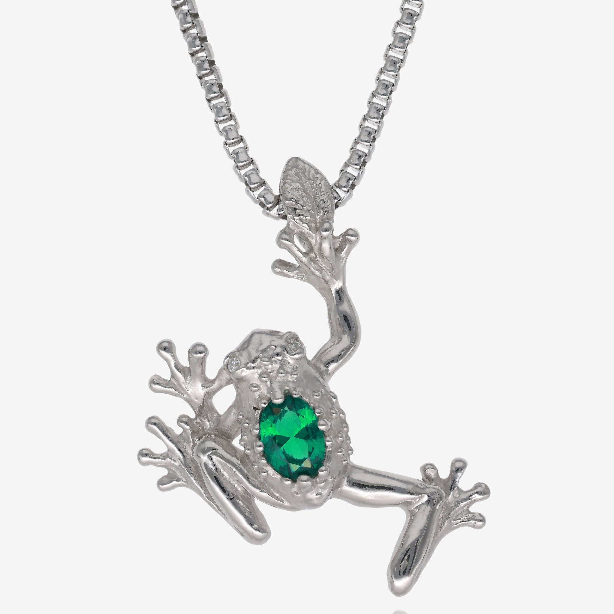 Hop on Over Frog Pendant with Emerald