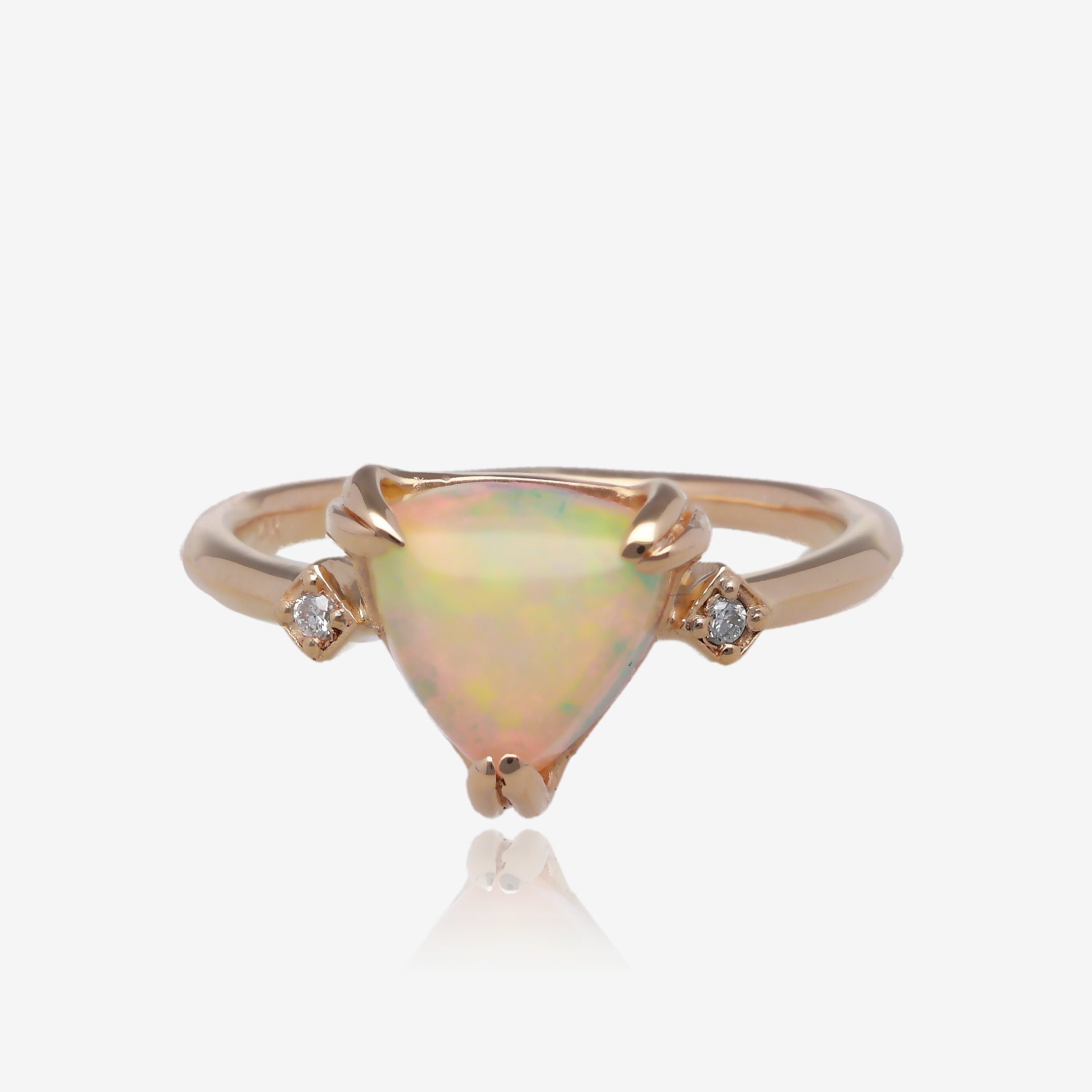 Zen Trillion Ethiopian Opal Ring in 14k Yellow Gold