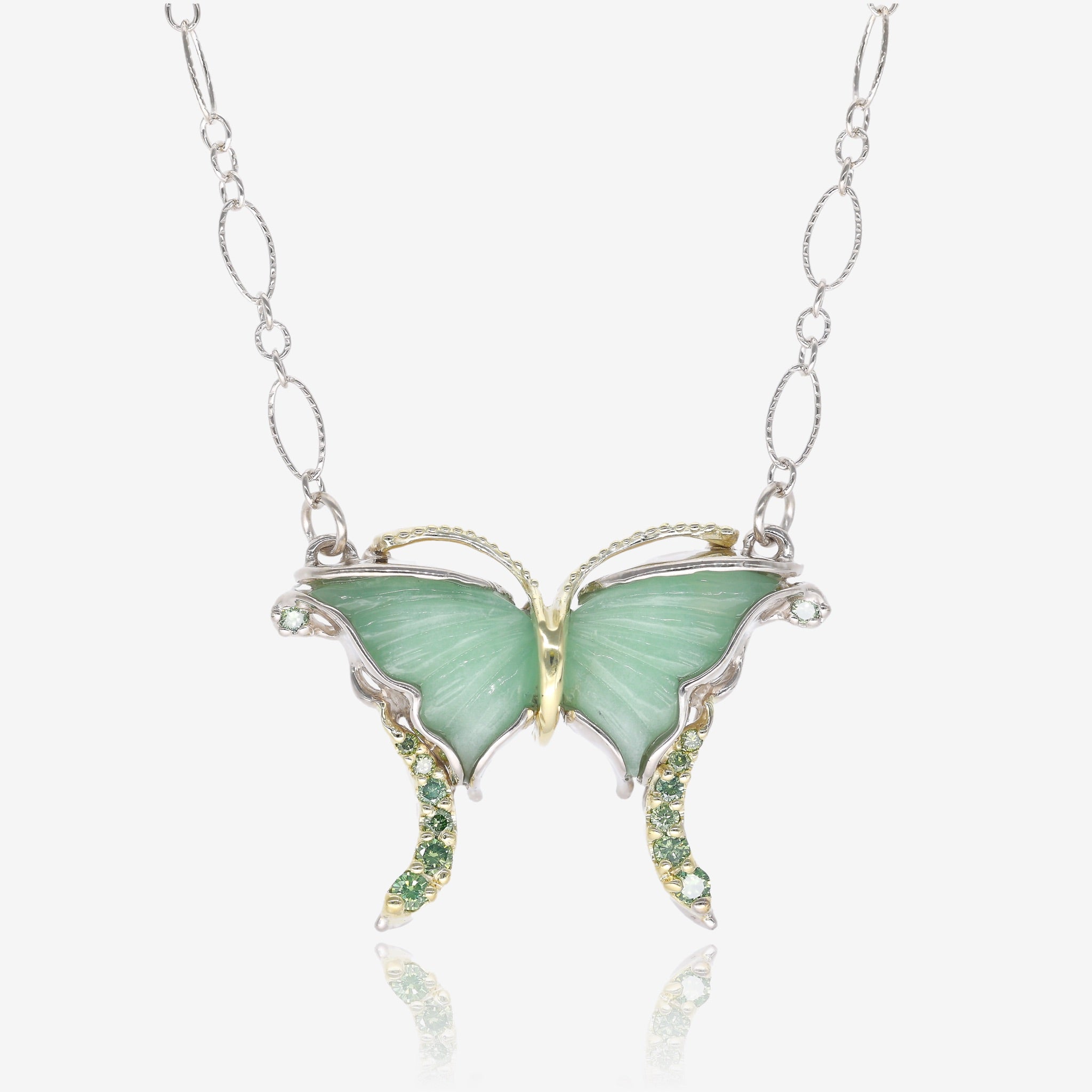 Swallowtail Butterfly Necklace with Green and Gold