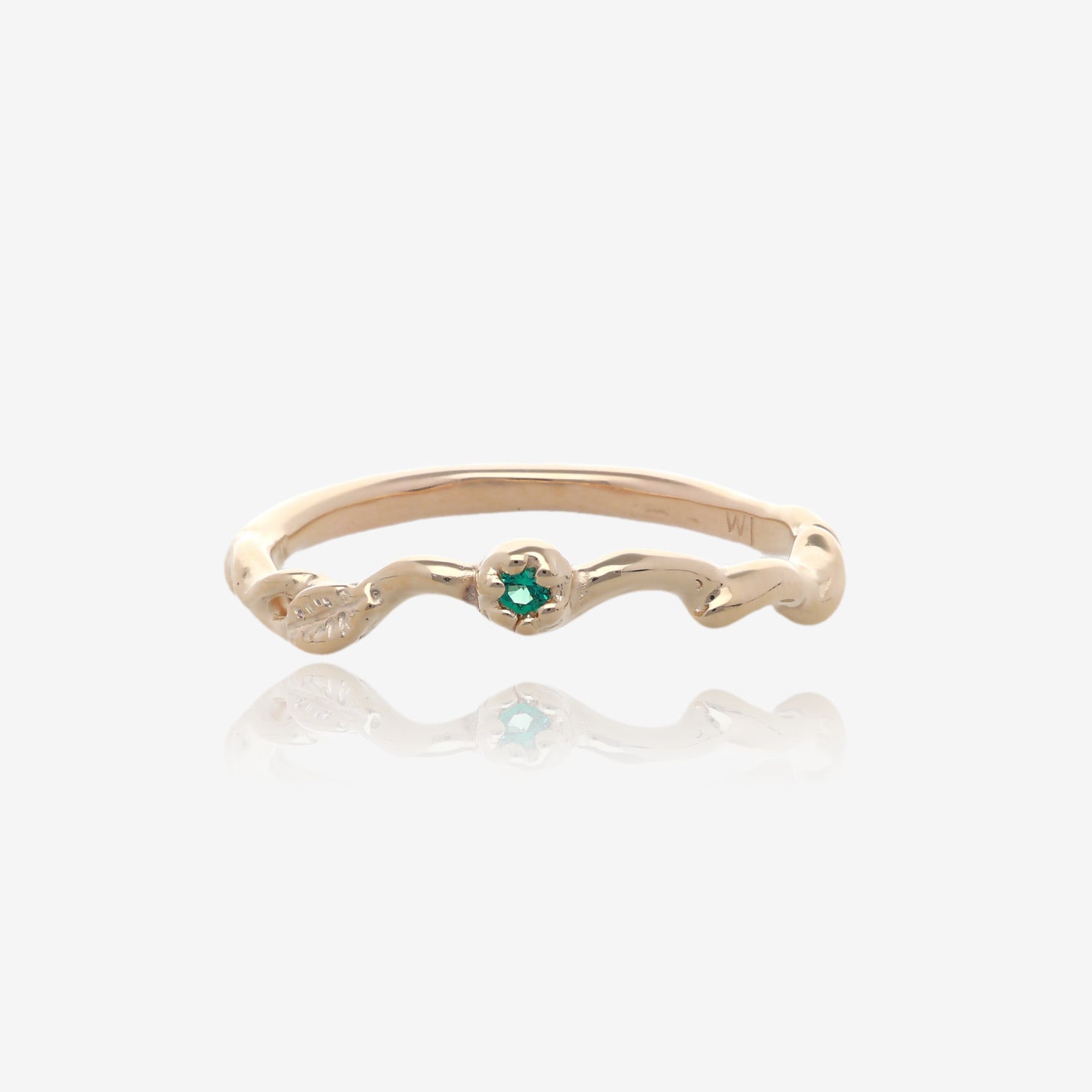 Rose Garden Wedding Set Yellow Gold and Emerald