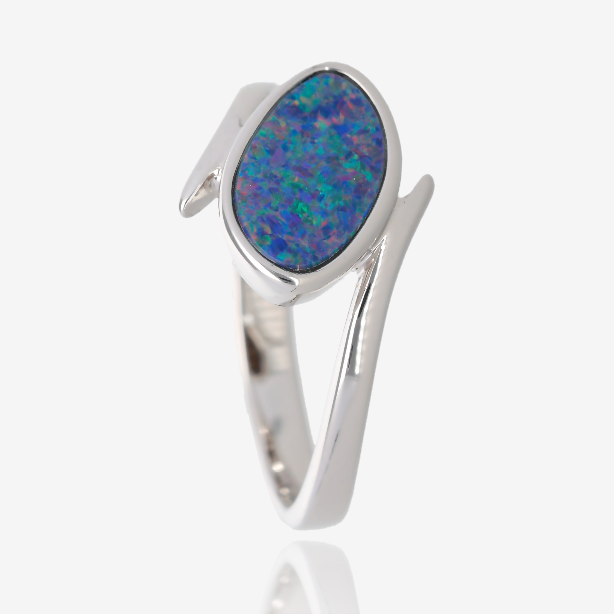 Northern Lights One Of A Kind Freeform Opal Rings in Sterling Silver