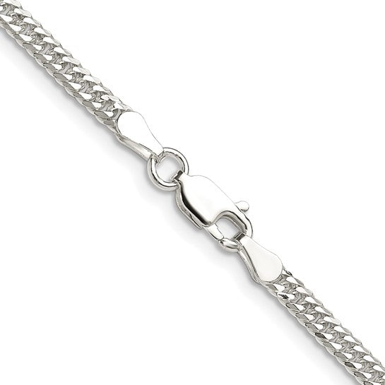 22" Sterling Silver Polished 3.0mm Double Diamond-cut Curb Chain