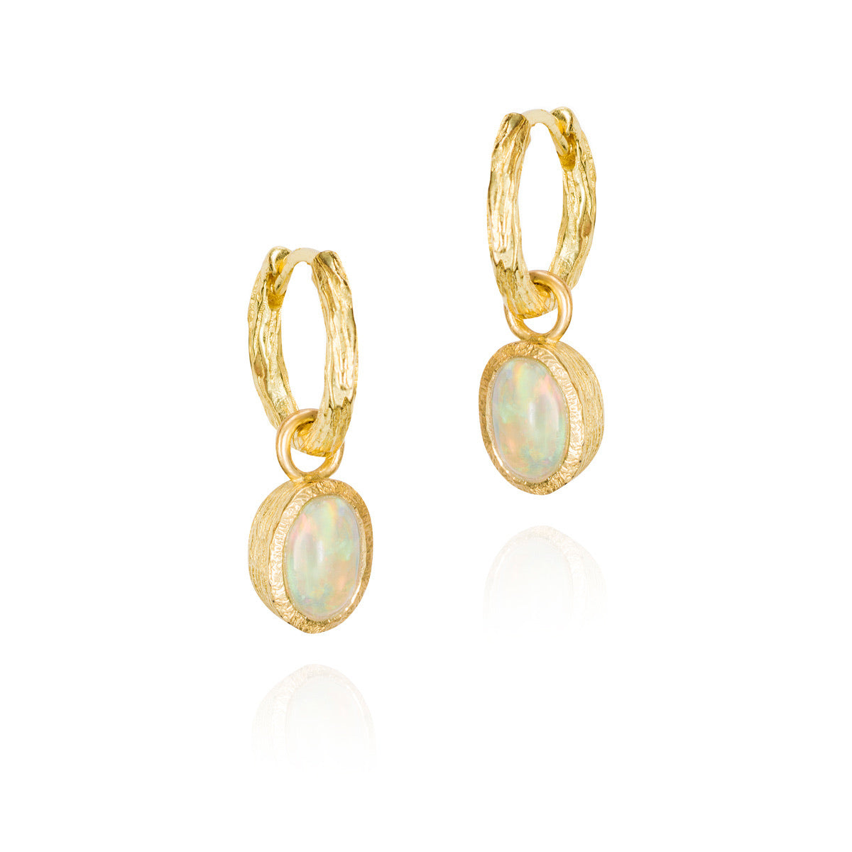Zen Organic Natural Oval Birthstone Hoop Earrings