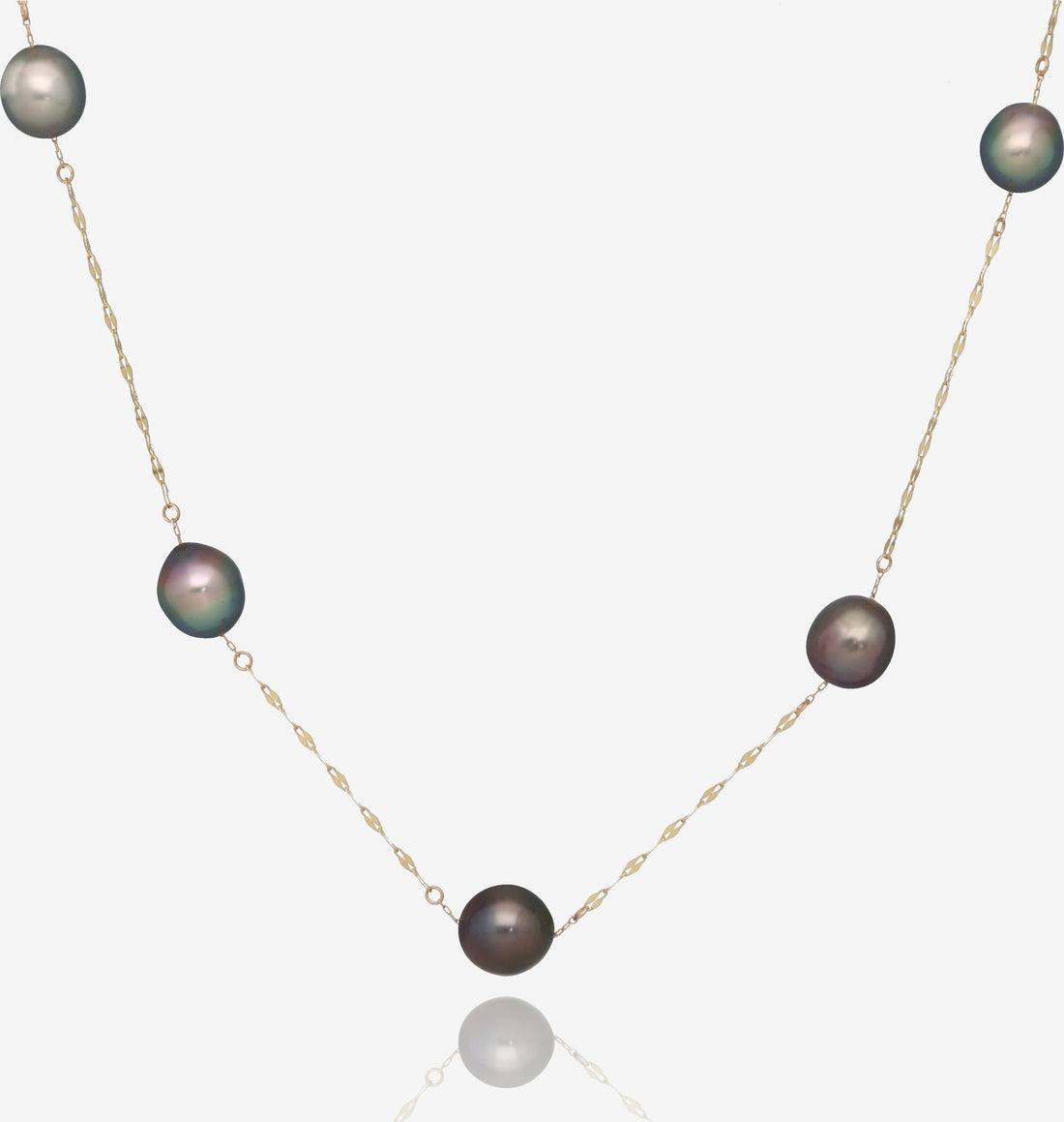Yellow Gold Tahitian Pearl Necklace, Sun Meets Sea