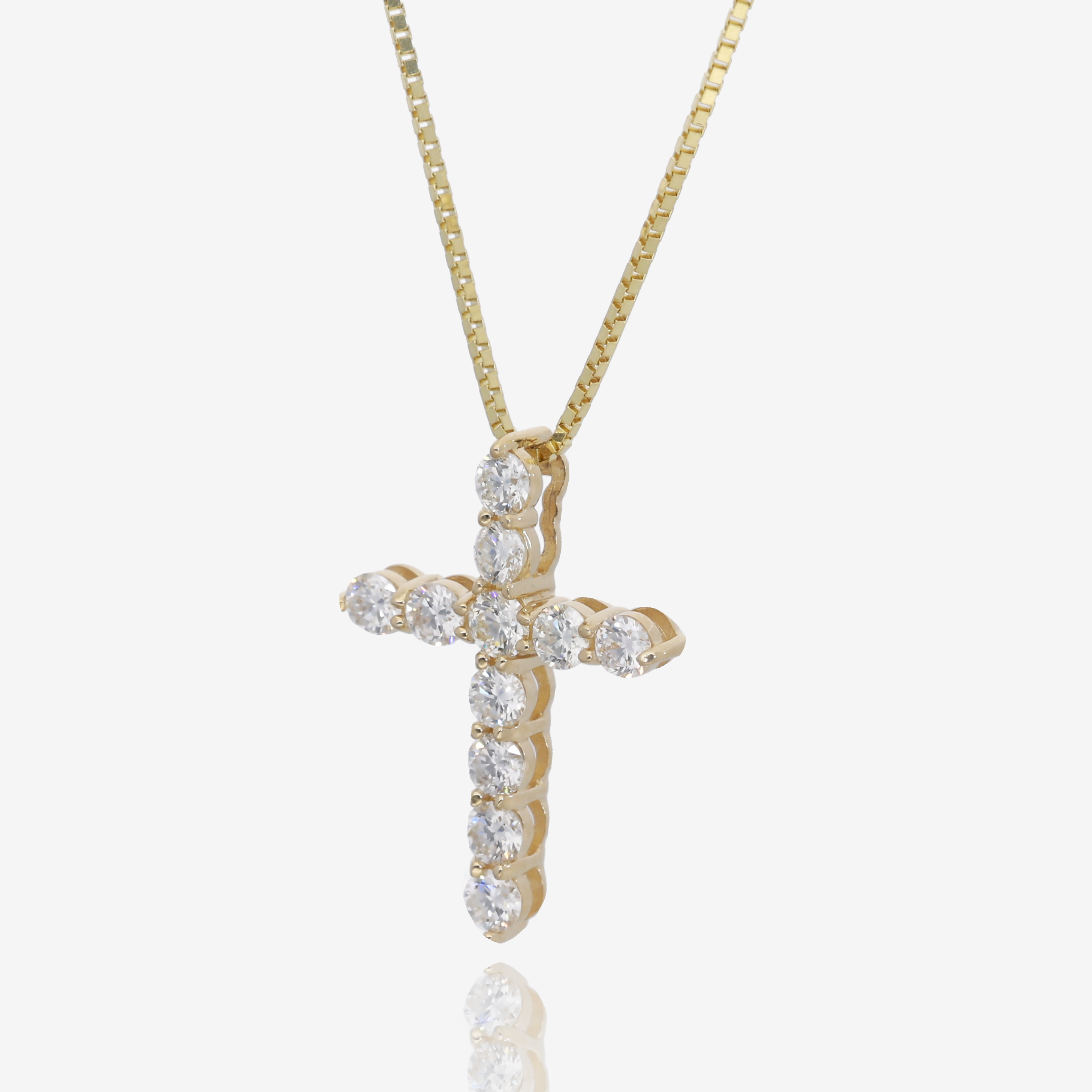 Strength and Light Natural Diamond Cross Pendant in 14K Yellow Gold