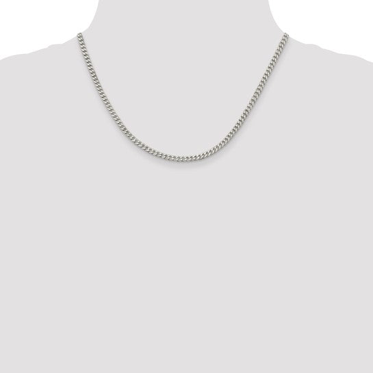 18" Sterling Silver Rhodium-plated 3.5mm Curb Chain