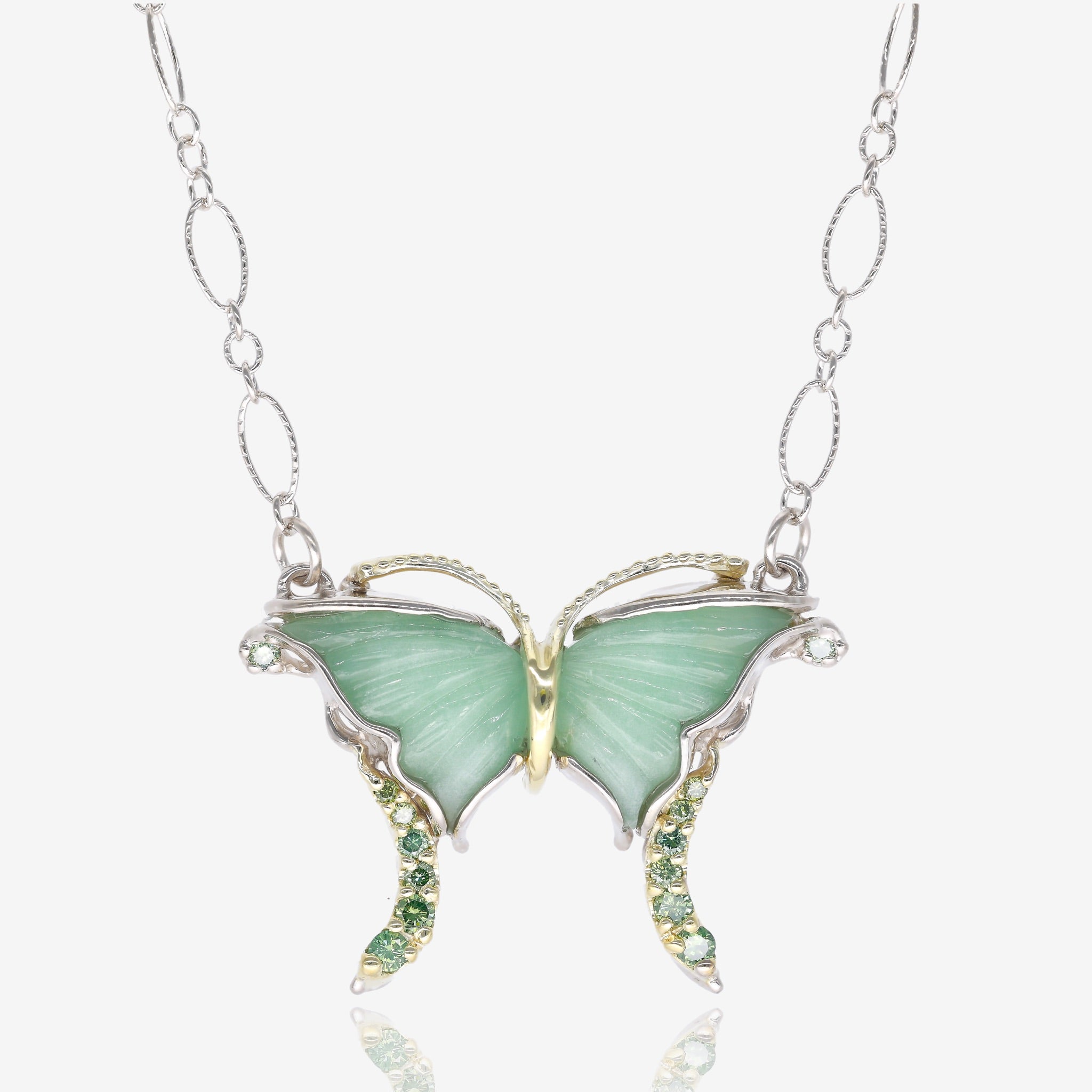 Swallowtail Butterfly Necklace with Green and Gold