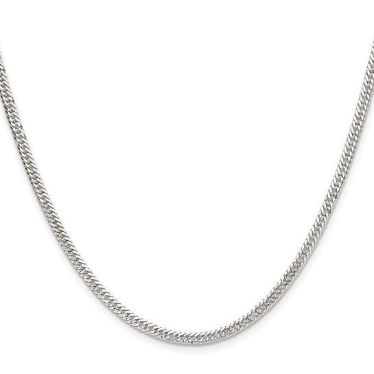 22" Sterling Silver Polished 3.0mm Double Diamond-cut Curb Chain