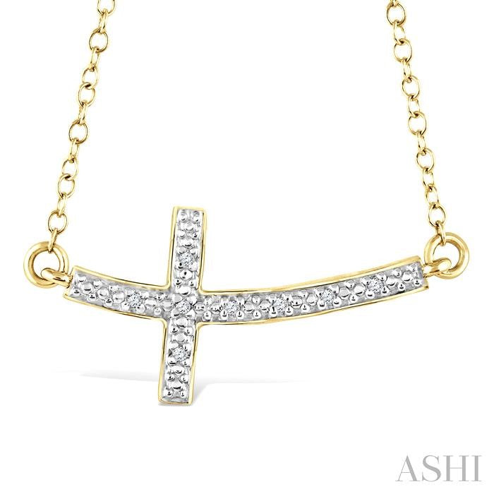 Faith Forward Gold Vermeil Sideway Cross Diamond Necklace