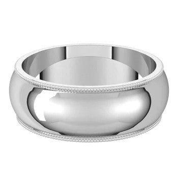 Sterling Silver Standard Weight Milgrain Standard Fit Half Round Band SZ 7
