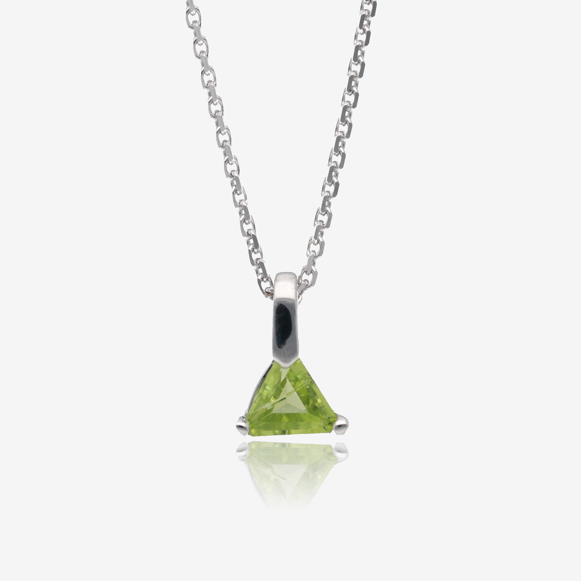 Triangle Peridot Pendant in Sterling Silver