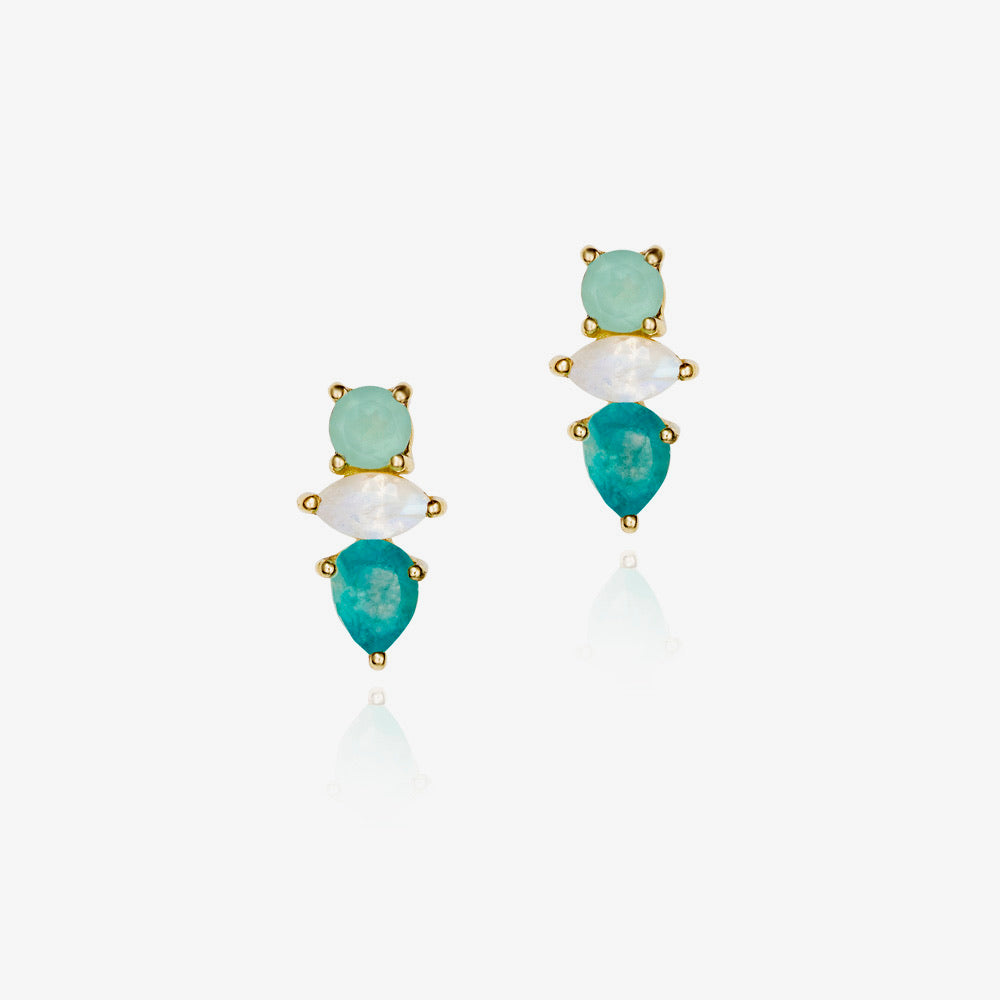 Multi-Gem Bella Natural Stone Stud Earrings