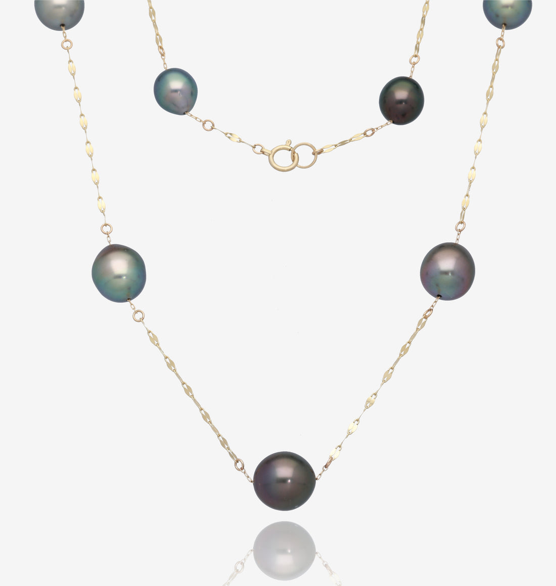 Yellow Gold Tahitian Pearl Necklace, Sun Meets Sea