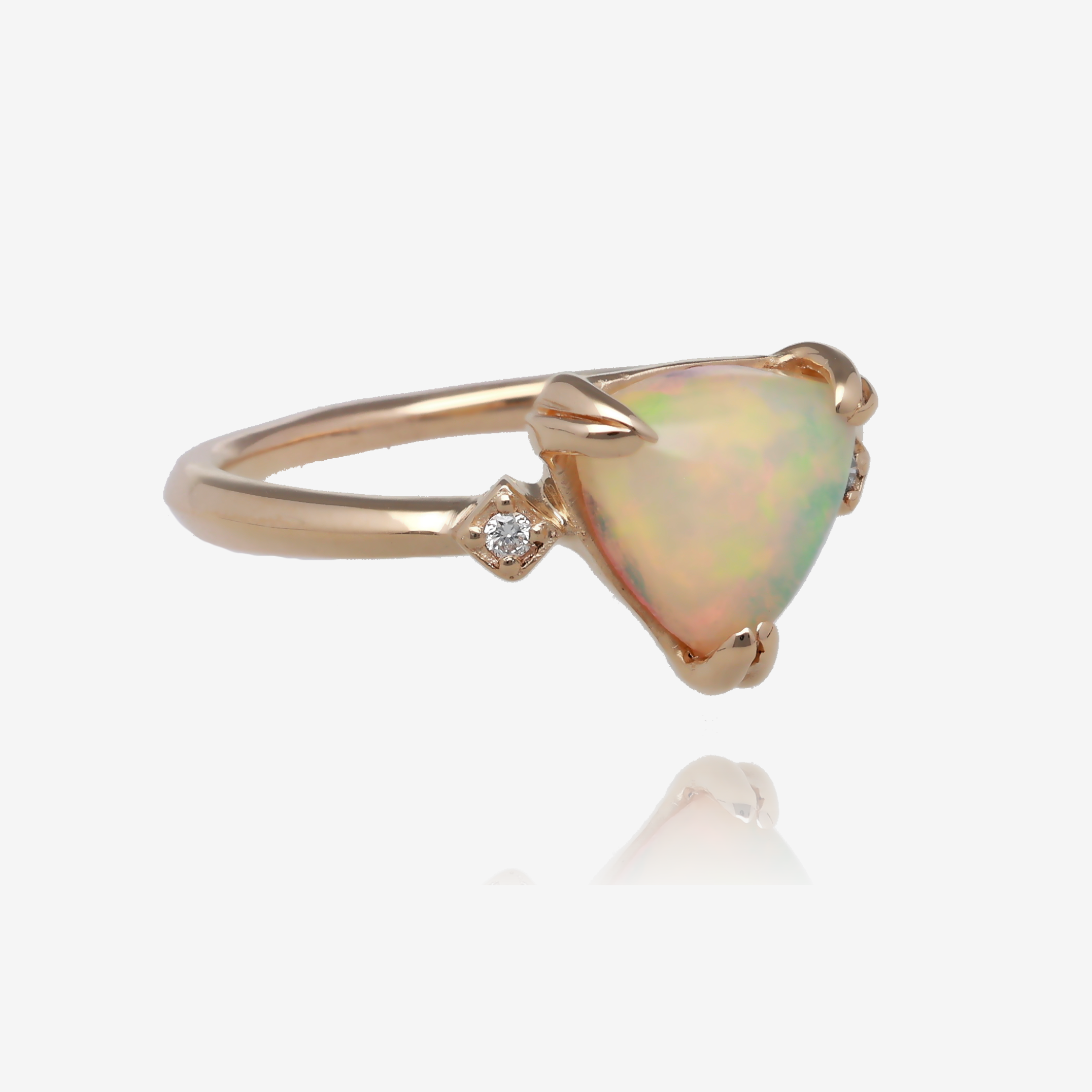 Zen Trillion Ethiopian Opal Ring in 14k Yellow Gold