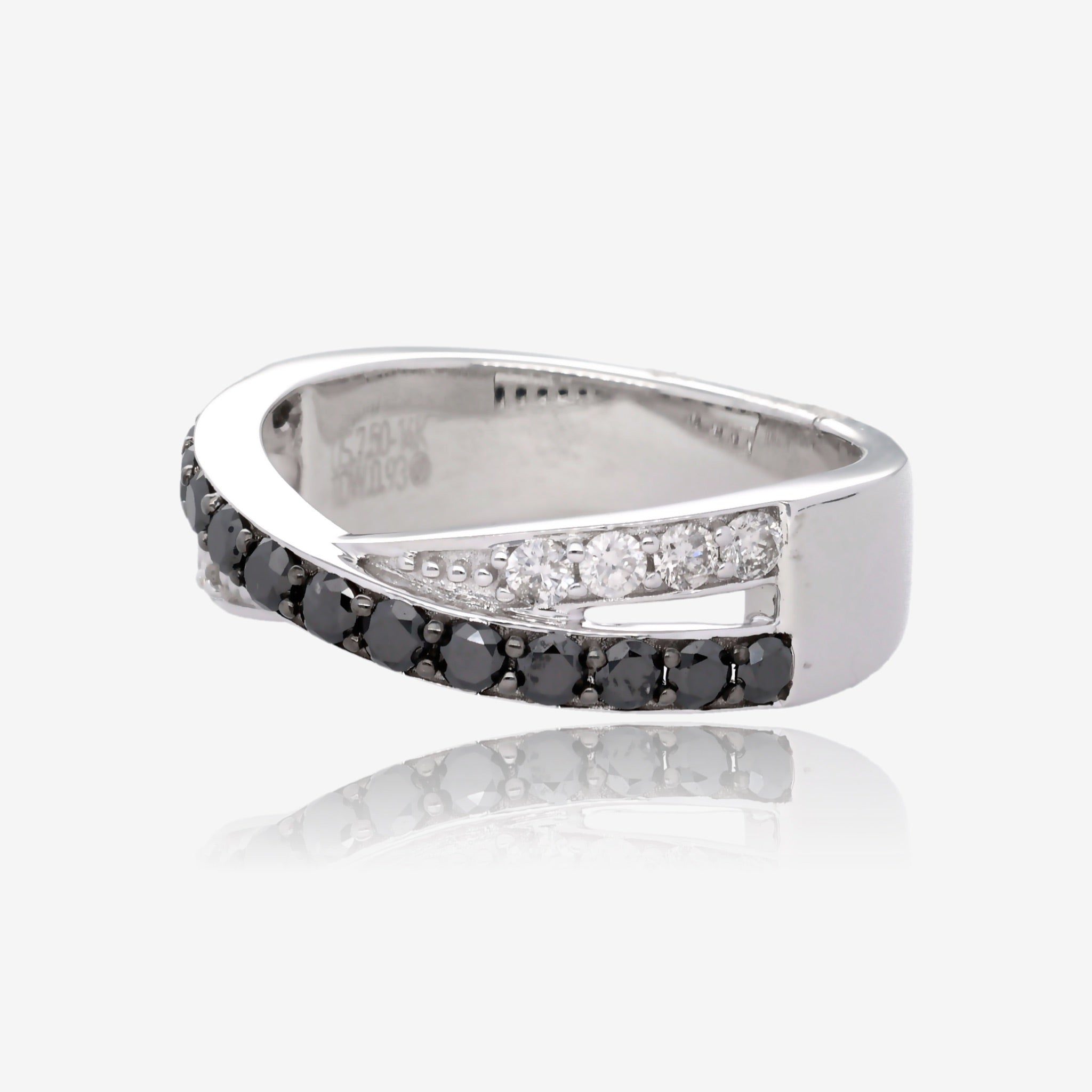 Midnight Twist Black and White Diamond 14K White Gold Ring