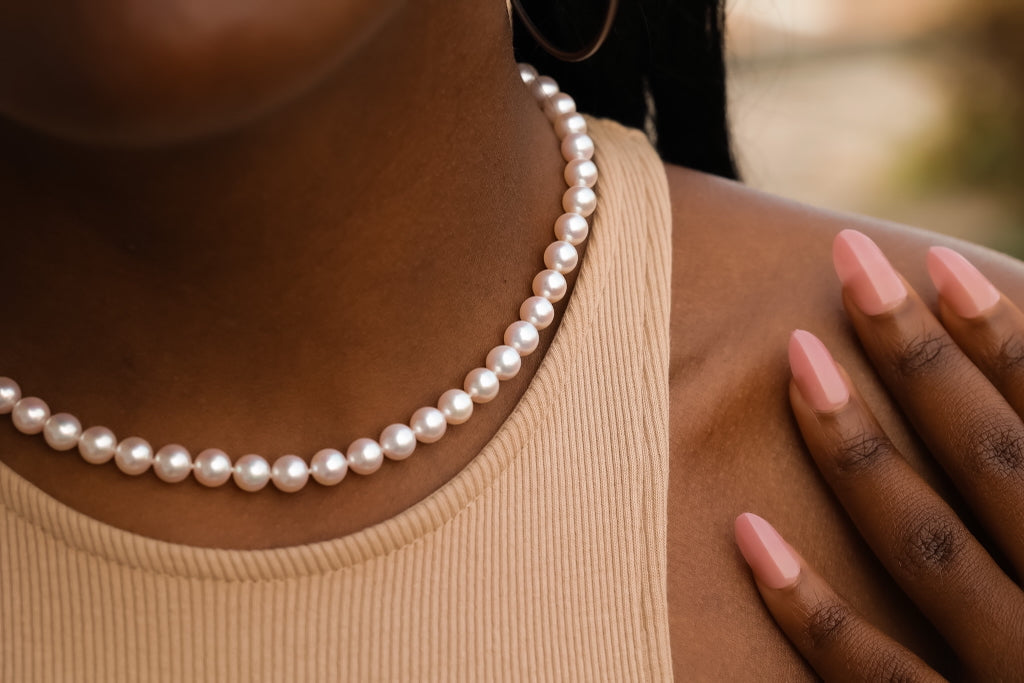 Creamy Rosé Akoya 7mm Pearl Strand