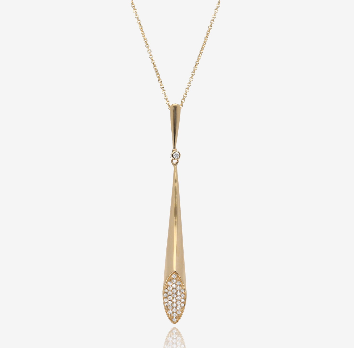 Bubbly Flute: 14K Yellow Gold Diamond Pendant