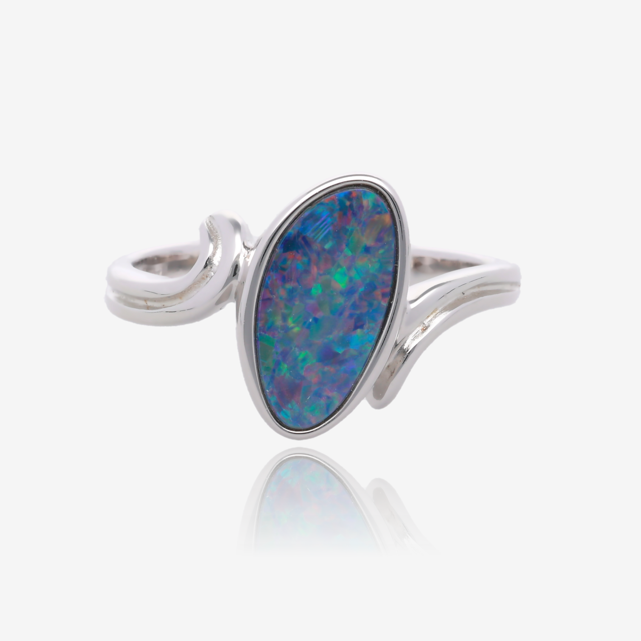 Northern Lights One Of A Kind Freeform Opal Rings in Sterling Silver