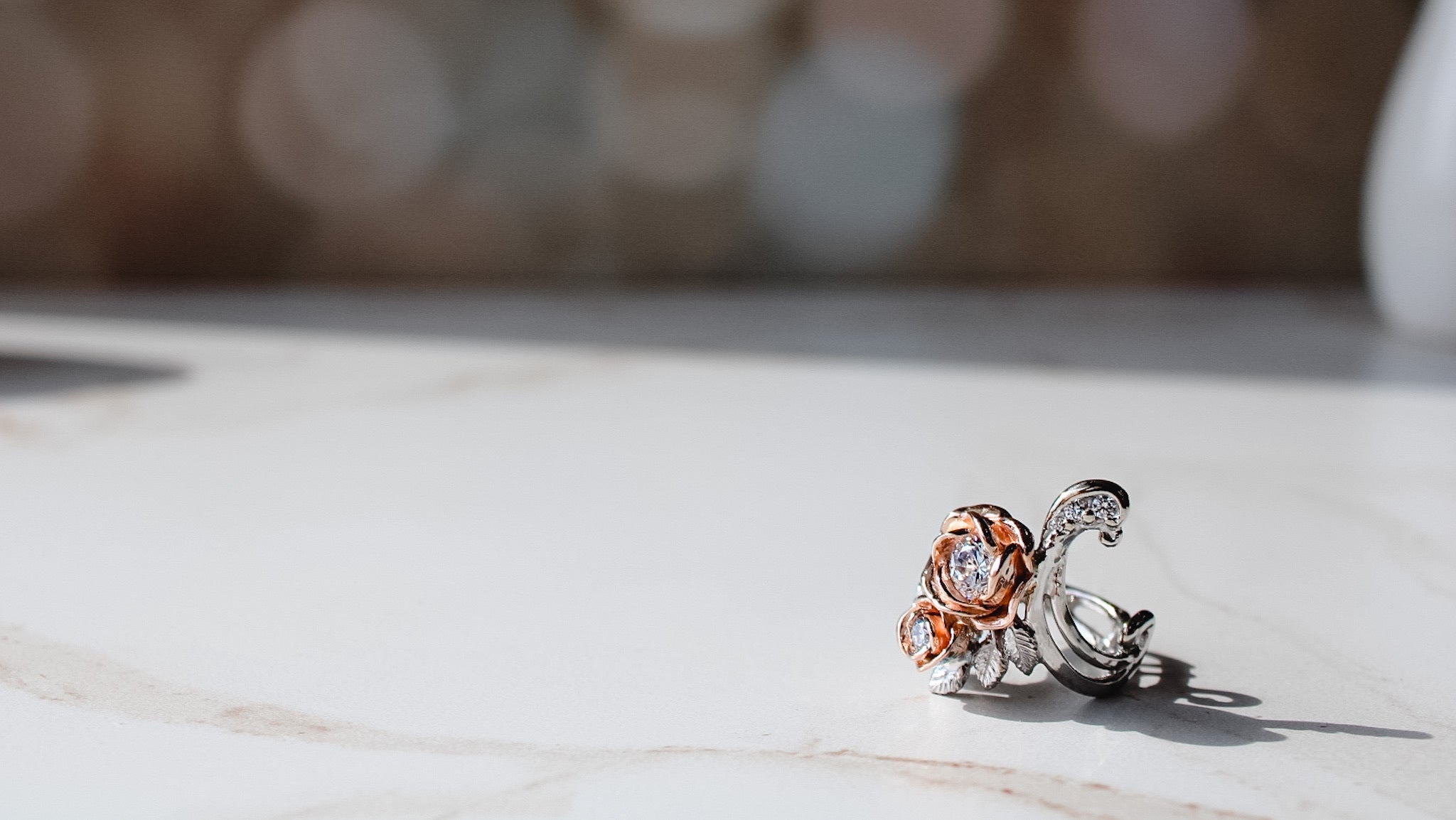 1.11TW, .75ctr Lillian Diamond Ring, Rose and White Gold