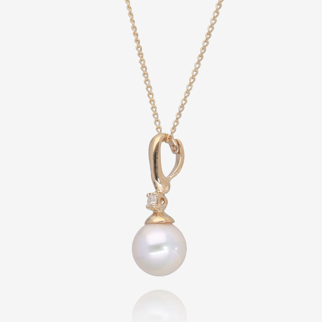 Celestial Shine: Akoya Pearl & Diamond Accent Necklace