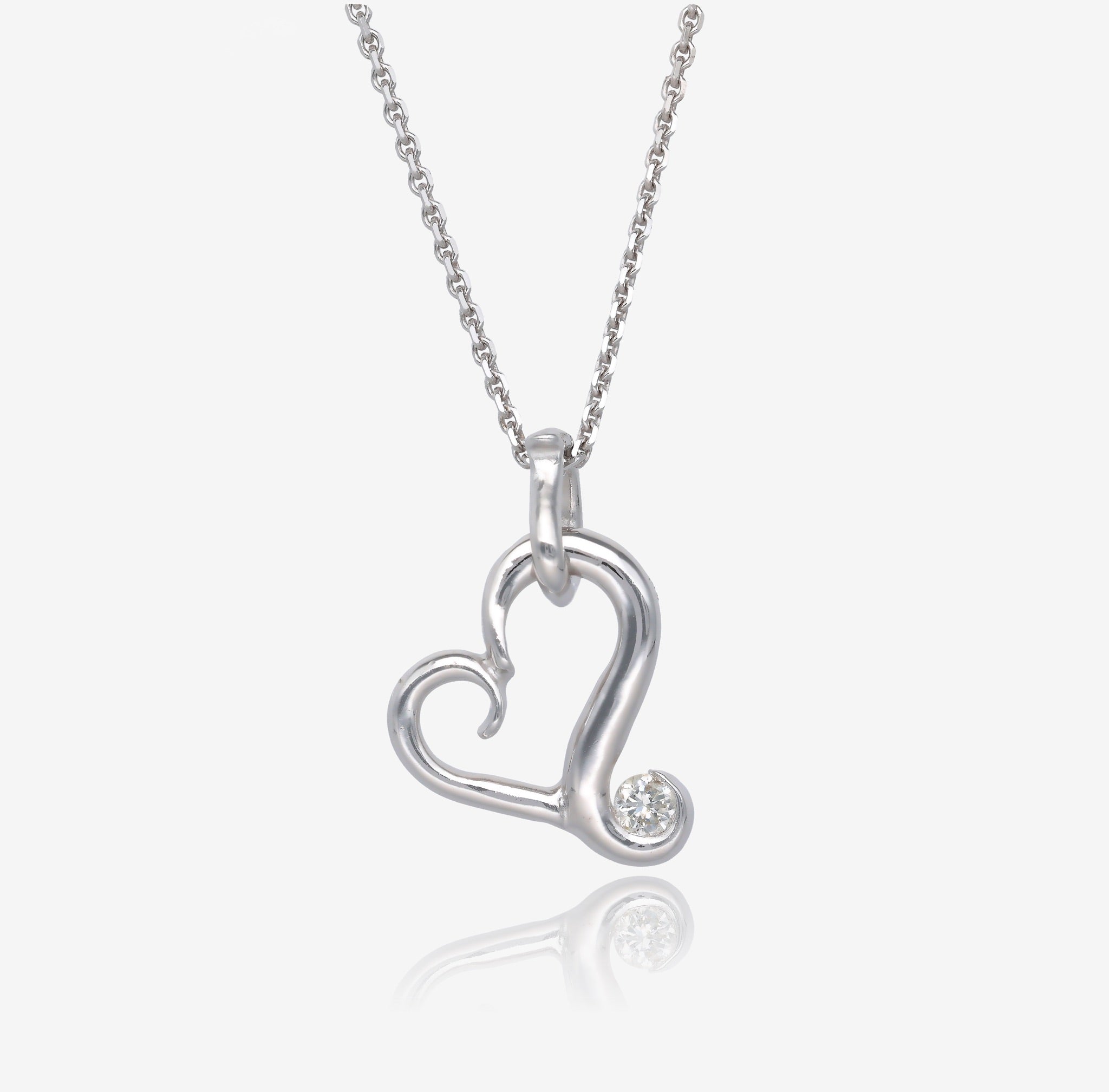 Flutter Heart Necklace, White Gold & Diamond