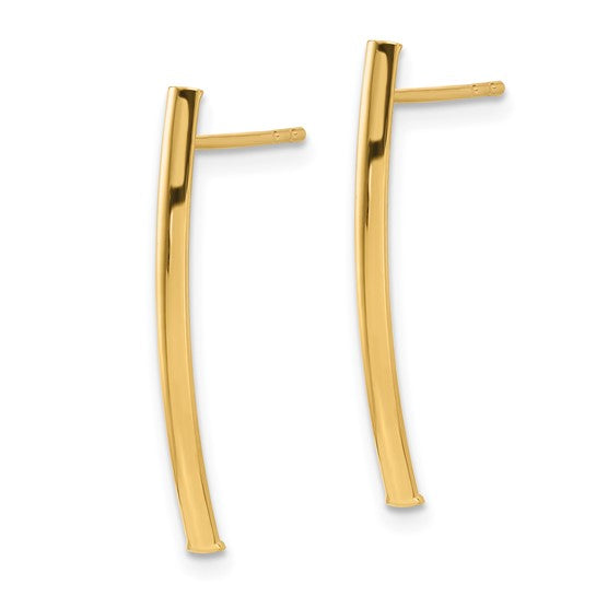 10K Yellow Gold Polished Curved Bar Post Earrings