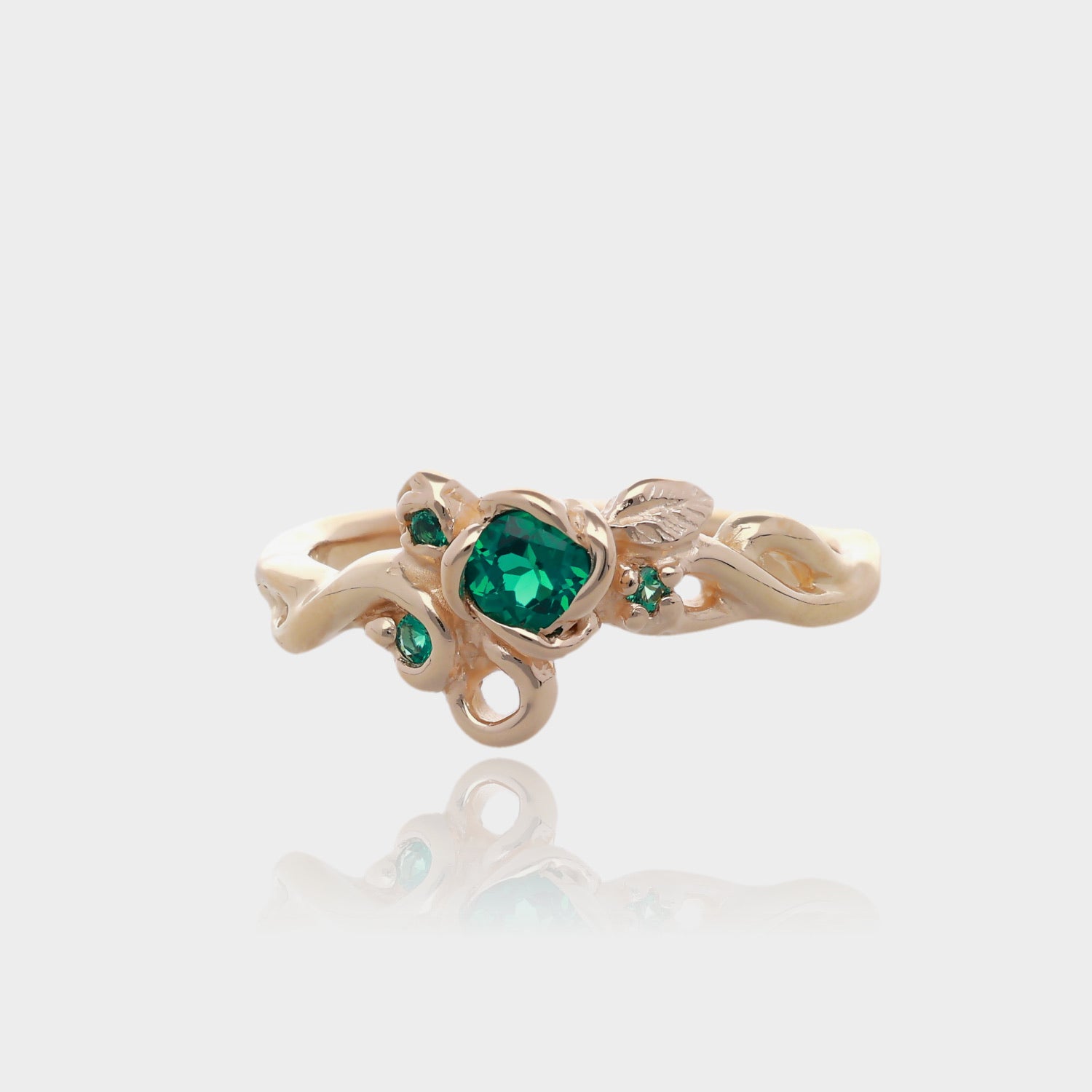 Rose Garden Wedding Set Yellow Gold and Emerald