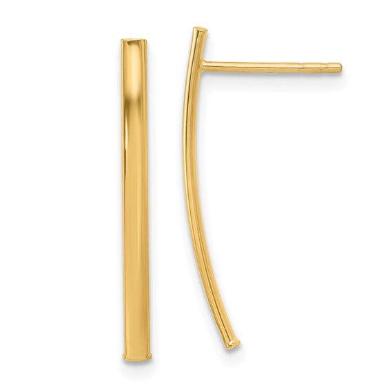 10K Yellow Gold Polished Curved Bar Post Earrings