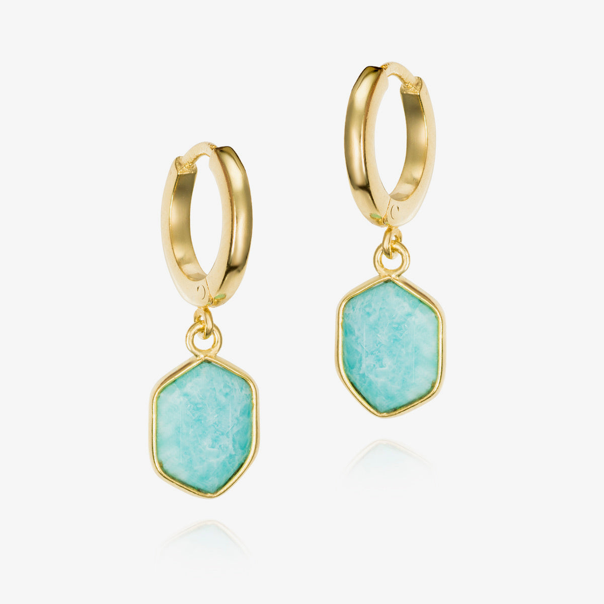 Geo Amazonite Bezel Hoop Earrings