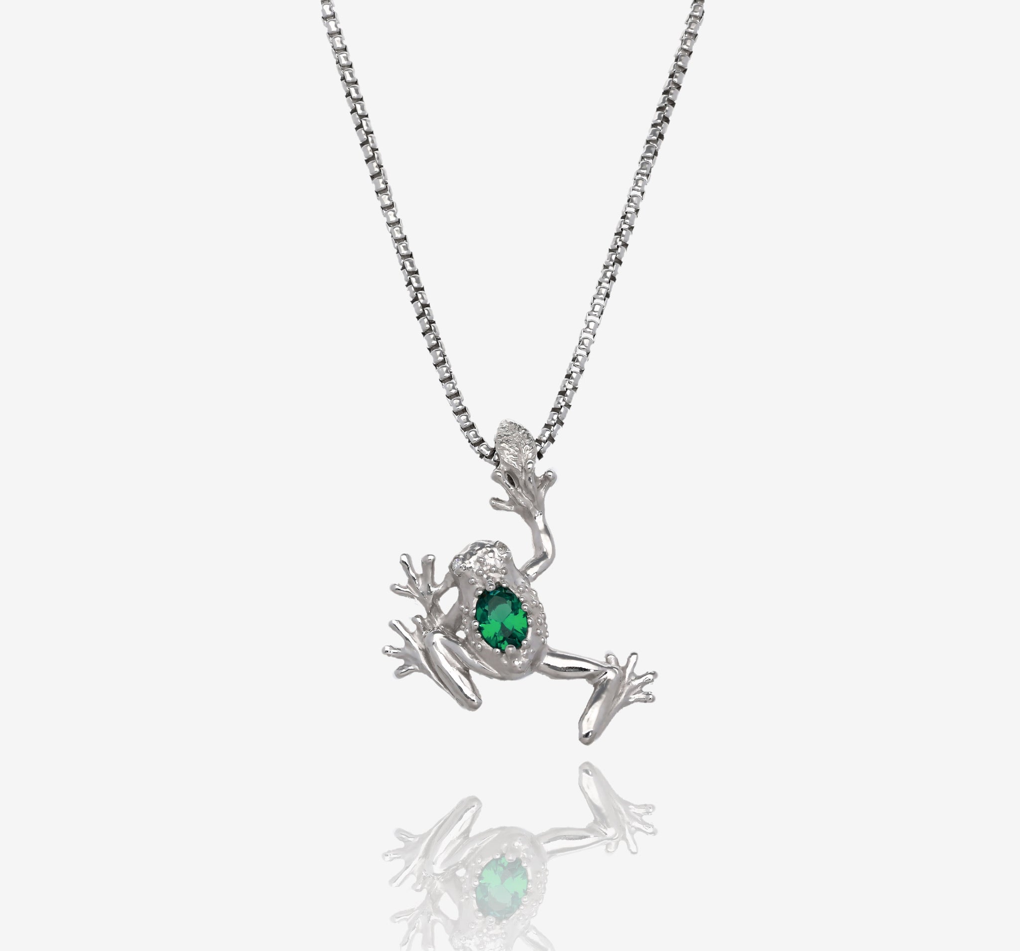 Hop on Over Frog Pendant with Emerald