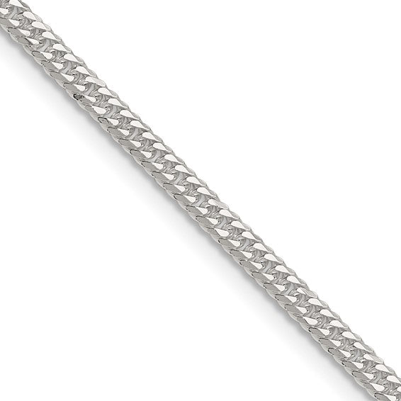 22" Sterling Silver Polished 3.0mm Double Diamond-cut Curb Chain