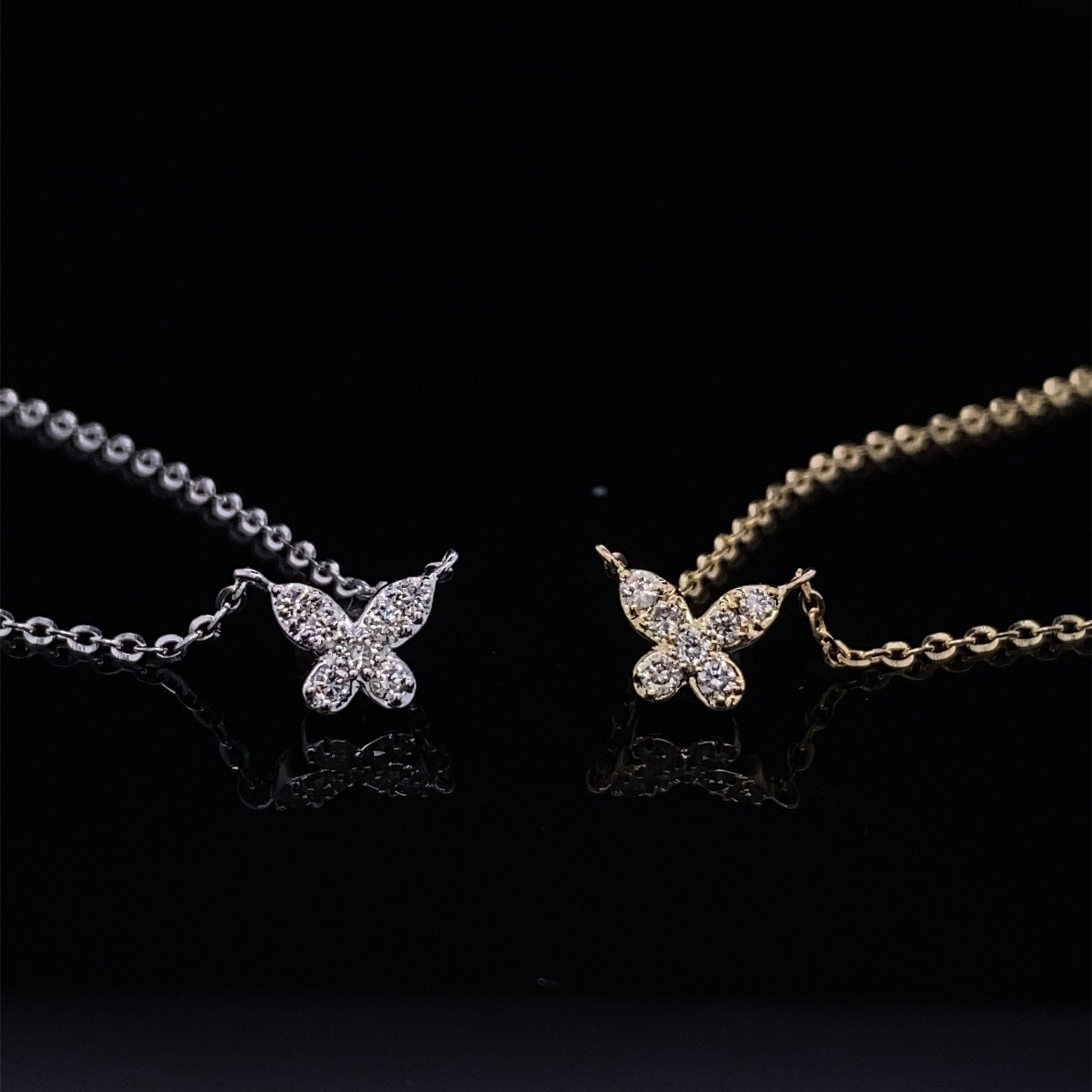 Itty Bitty Diamond Butterfly White Gold Necklace
