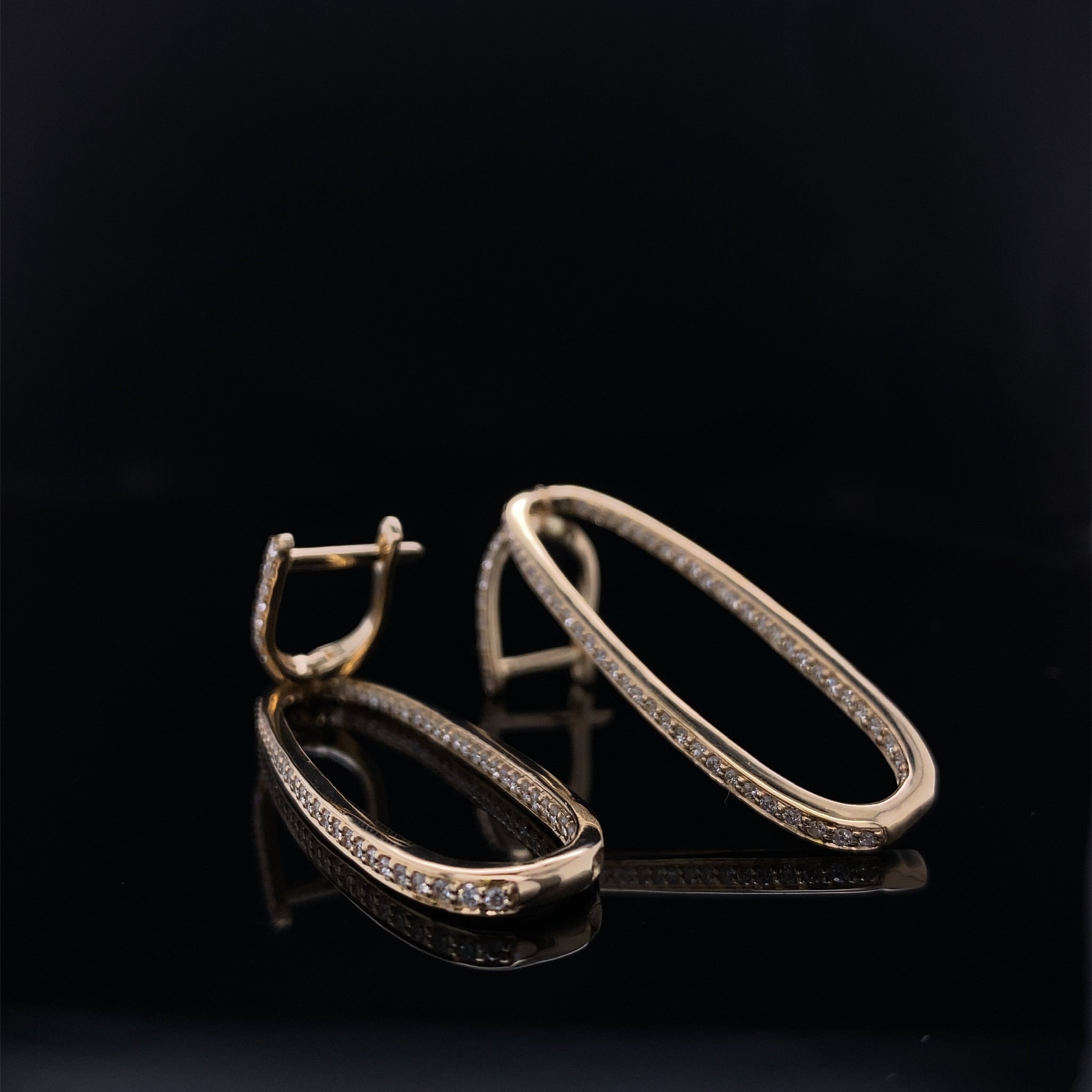 2" Inside Out Diamond Drop Loop Earrings