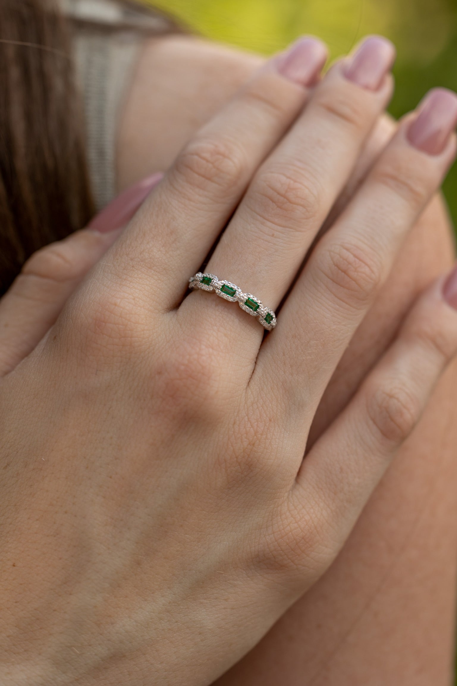 Precious Gem Chain Link Diamond Accented Ring