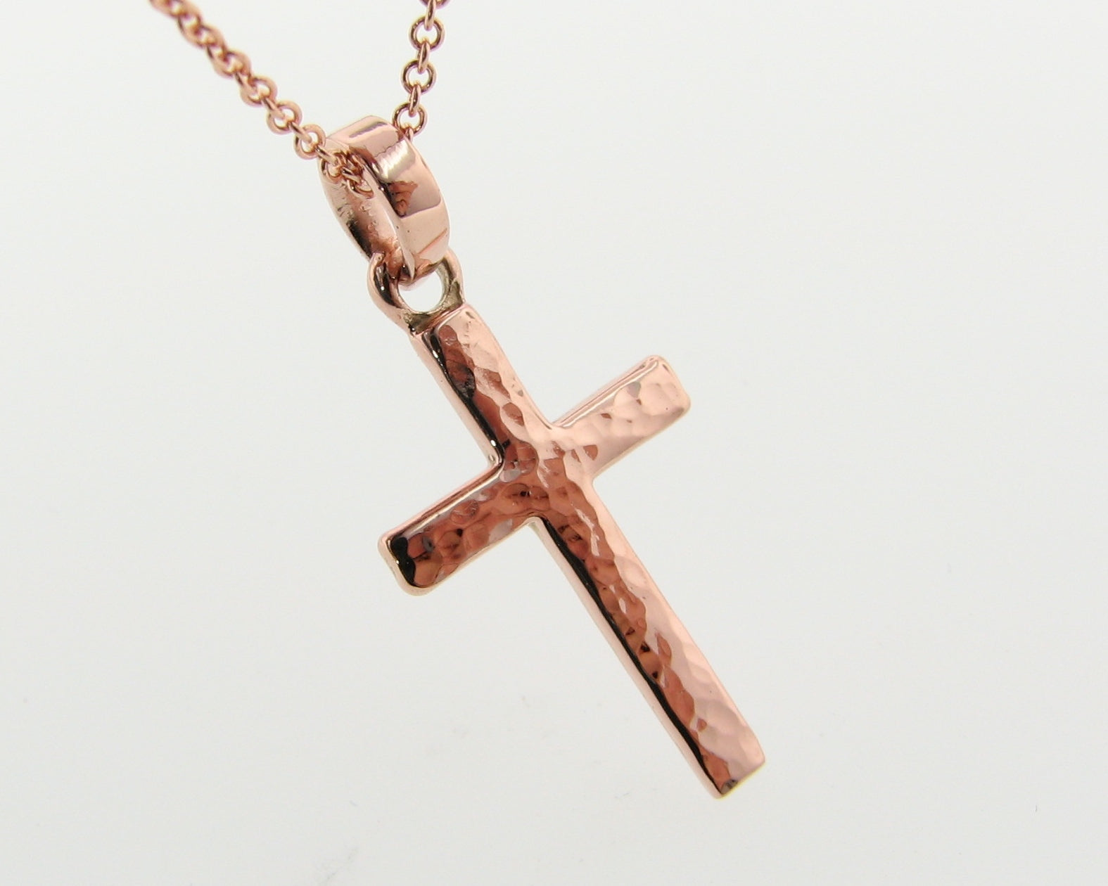 Hammered Cross Pendant, Rose Gold