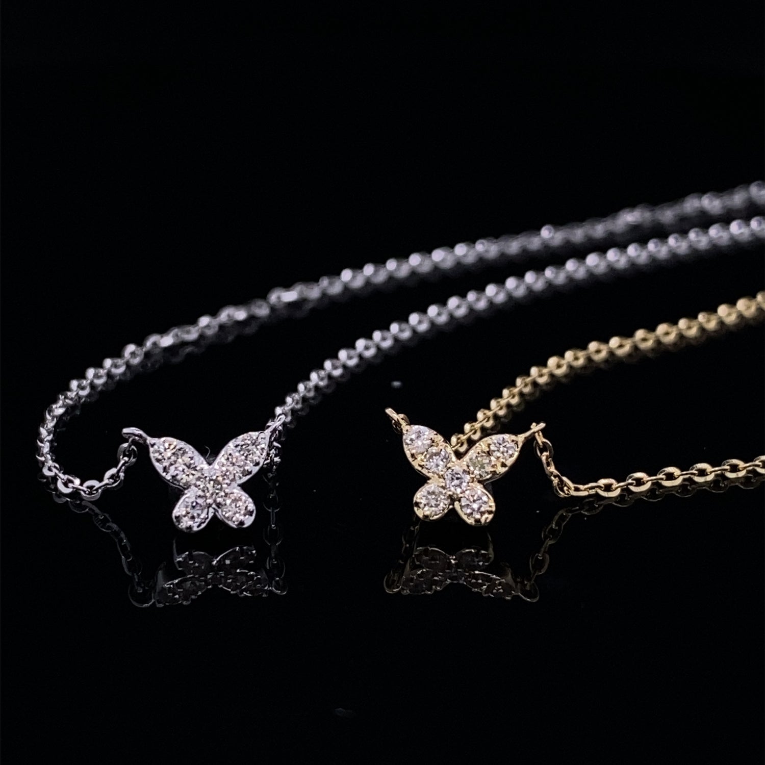 Itty Bitty Diamond Butterfly White Gold Necklace