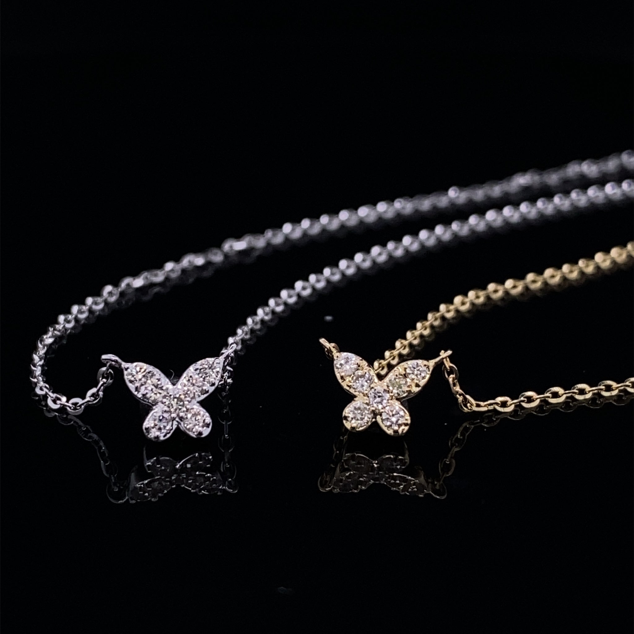 Itty Bitty Diamond Butterfly White Gold Necklace