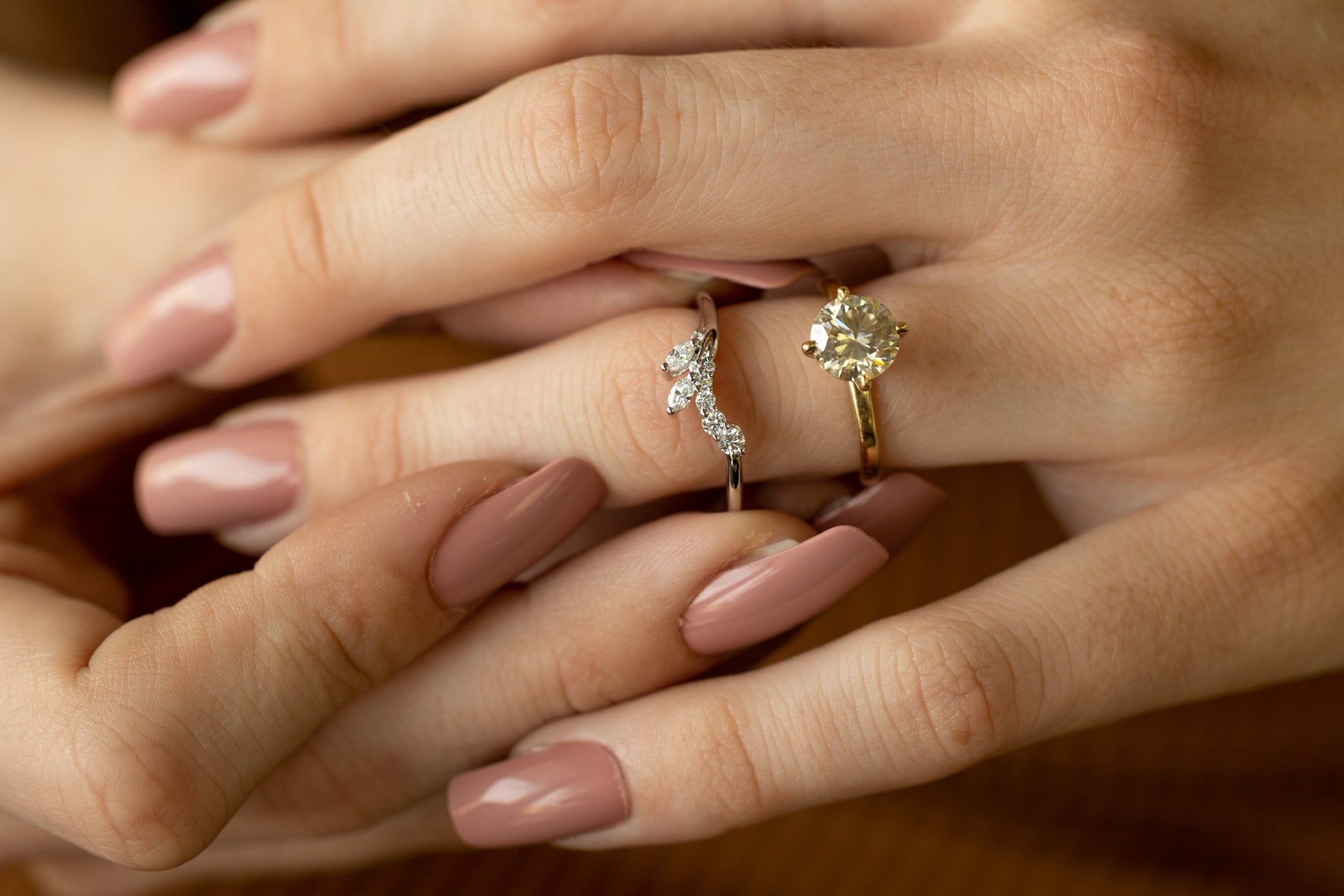 Marquise Leaves and Diamond Vine Wrap Ring