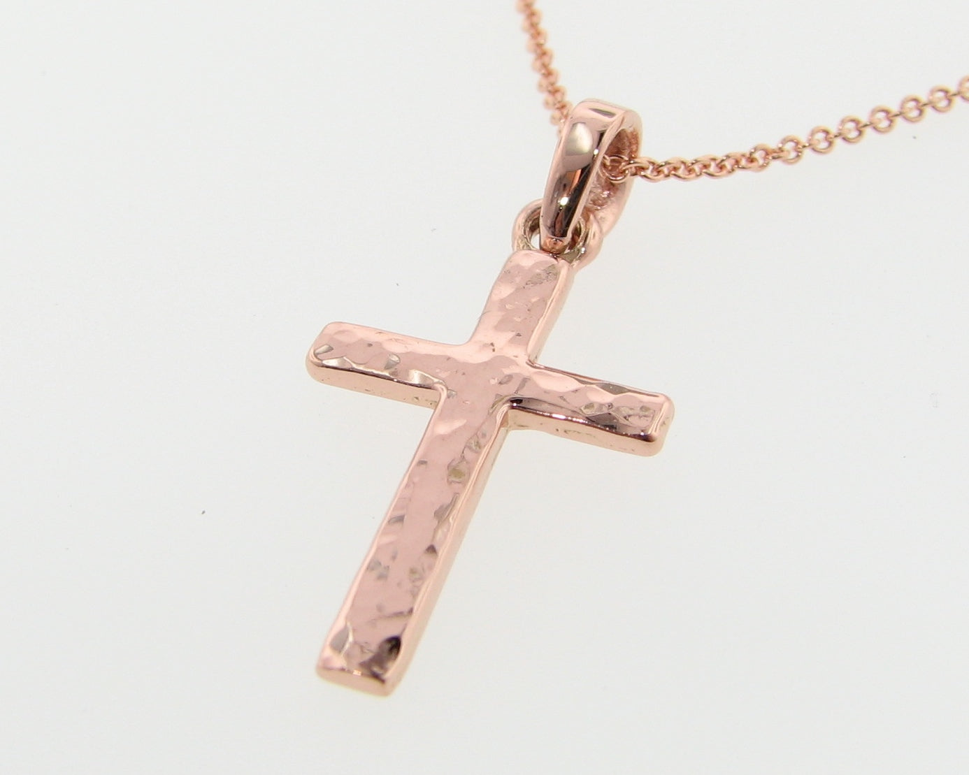Hammered Cross Pendant, Rose Gold