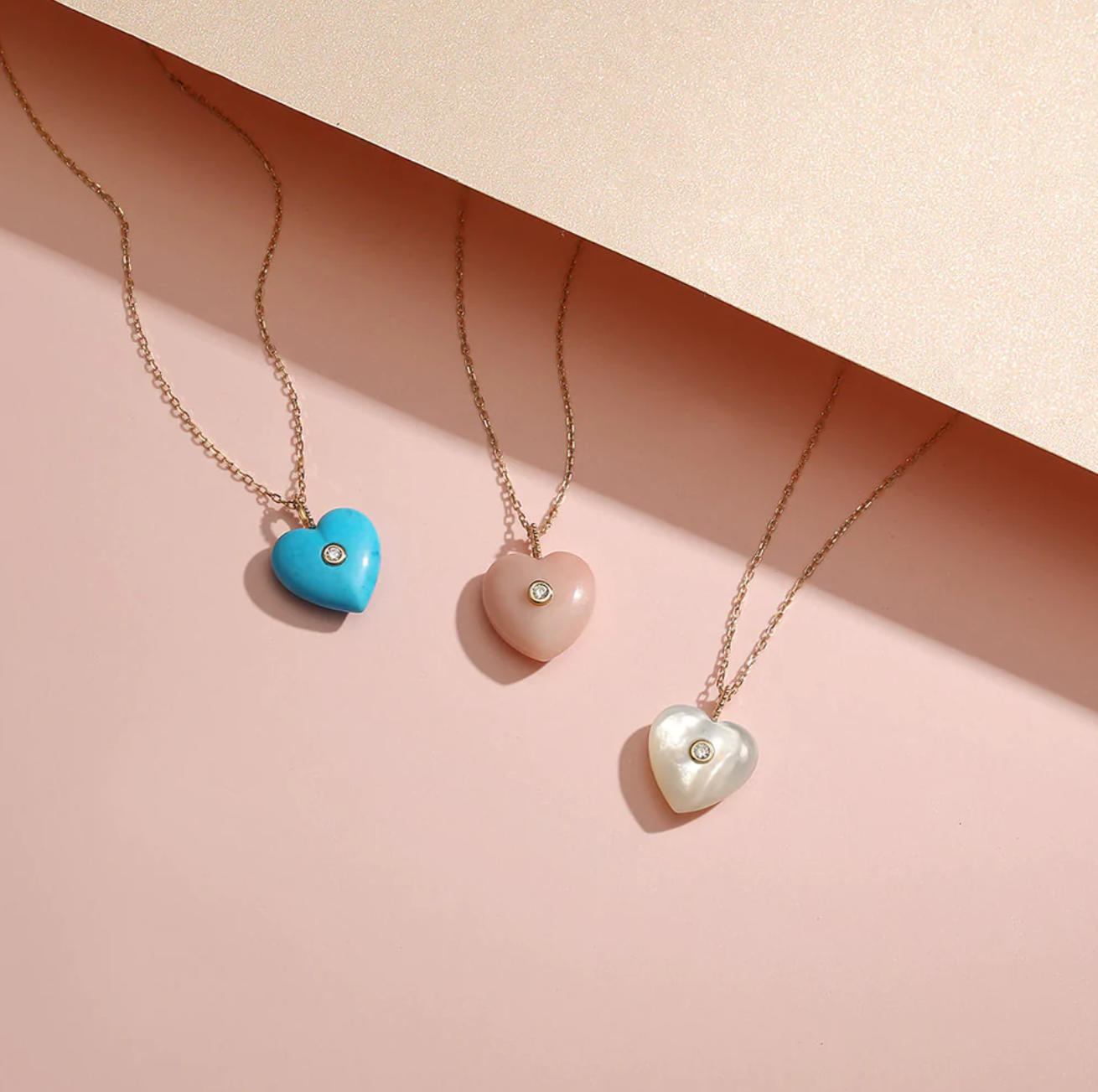 NEELA | Turquoise & Diamond Puffed Heart Necklace