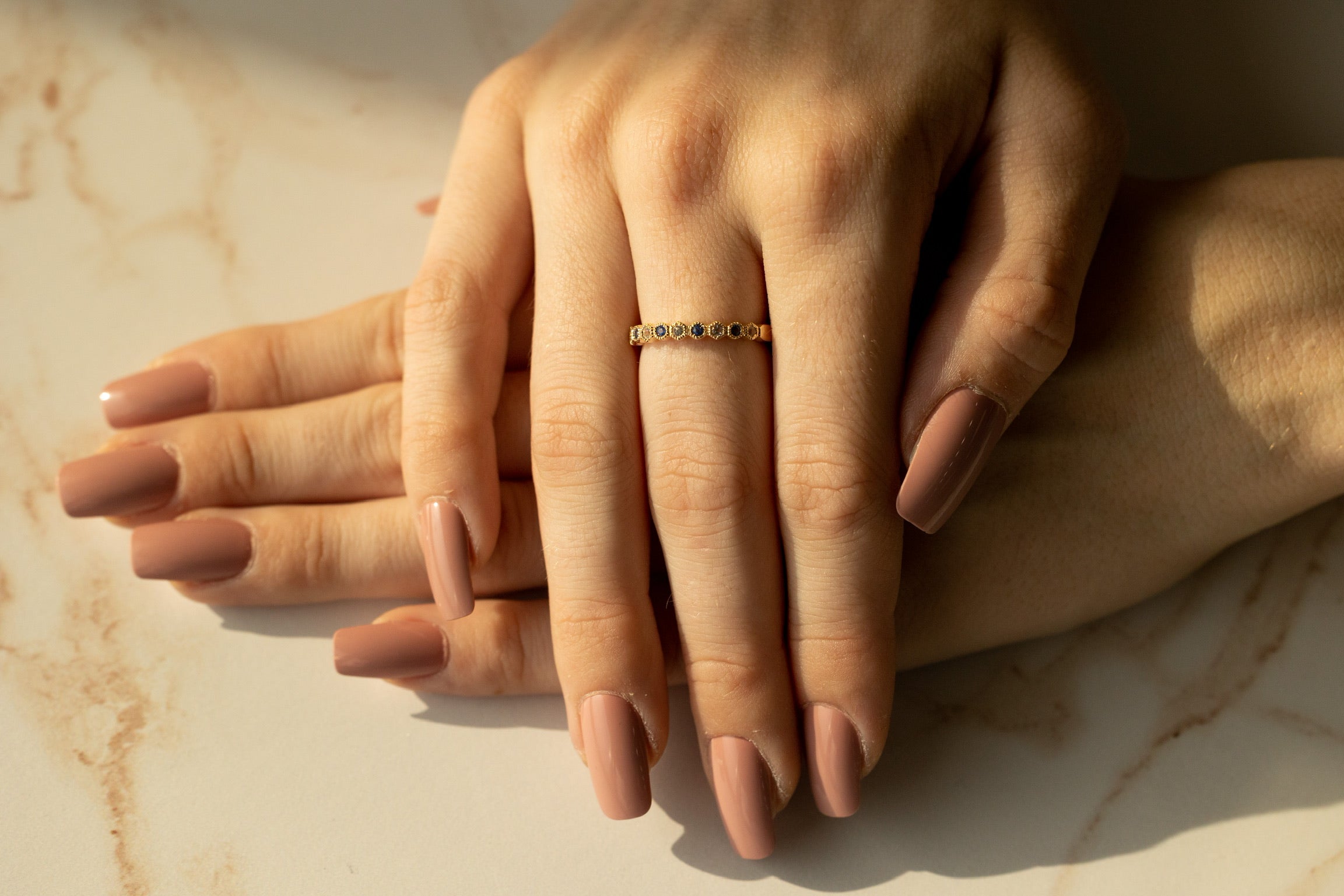 French Blue & White Sapphire Band