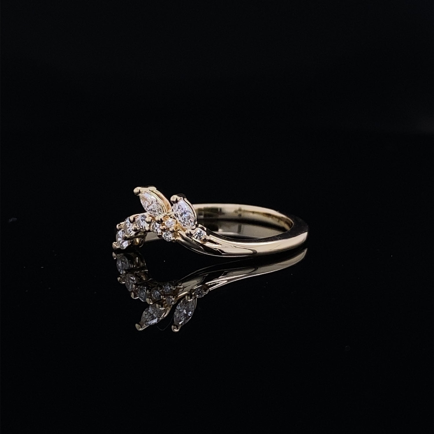 Marquise Leaves and Diamond Vine Wrap Ring