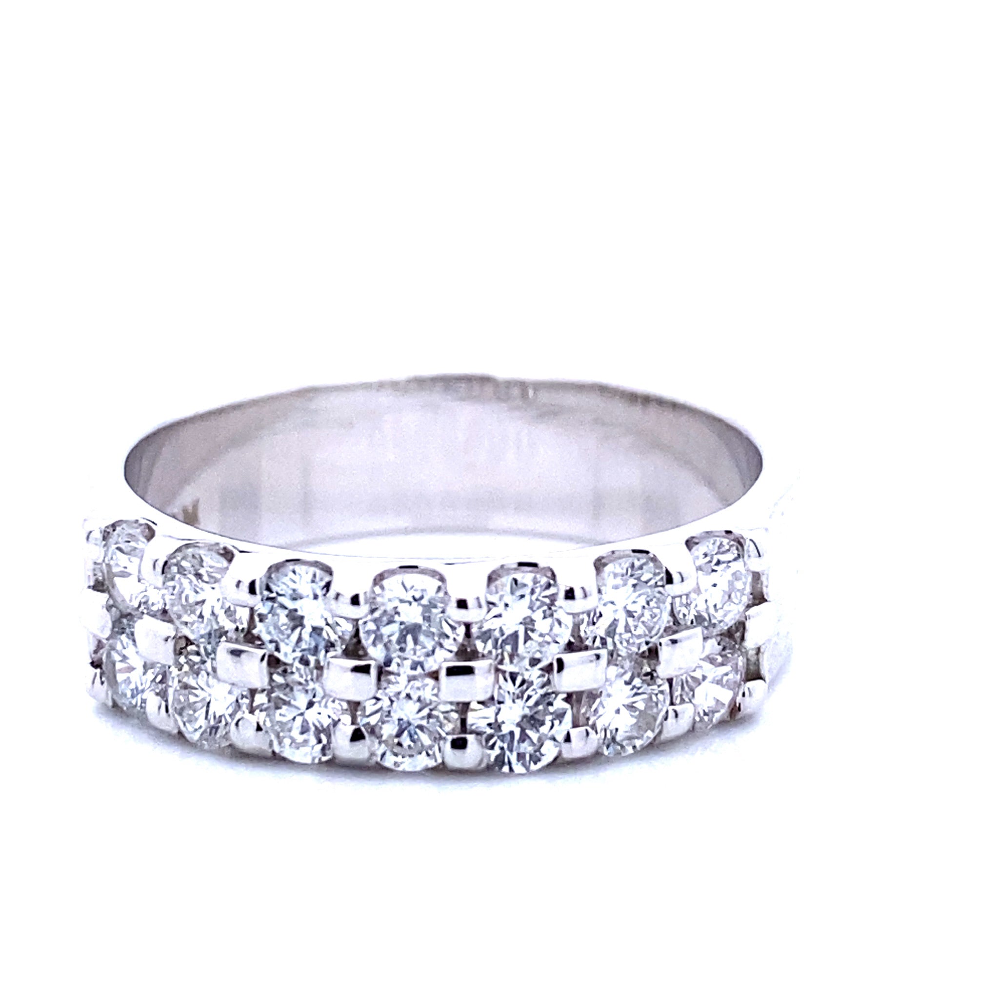 Sustainable White Double Diamond Band